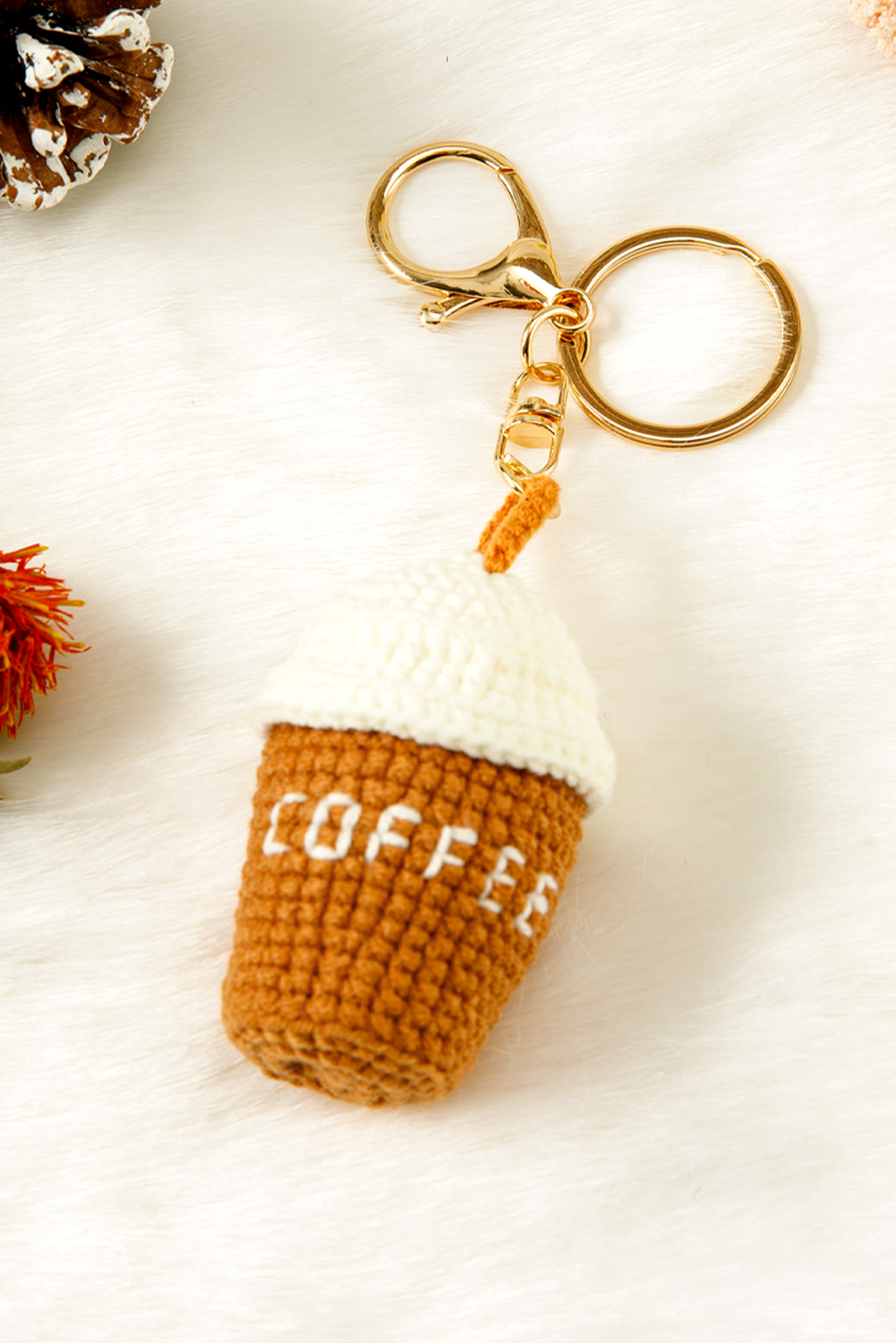 Thai Curry Crochet Coffee Pendent Keychain