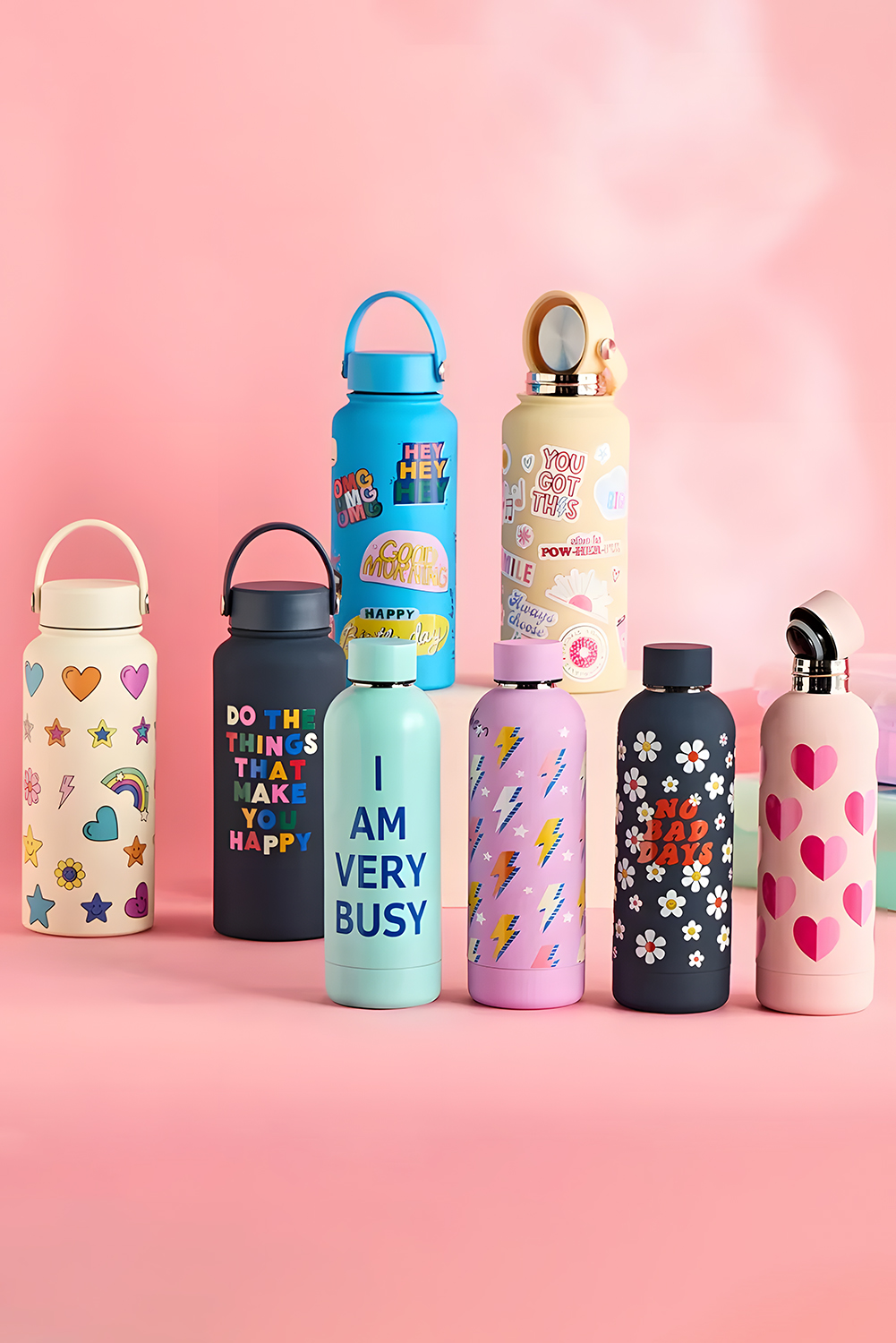 Sachet Pink 500ml Fashion Printed Double Wall Vacuum Water Bottle
