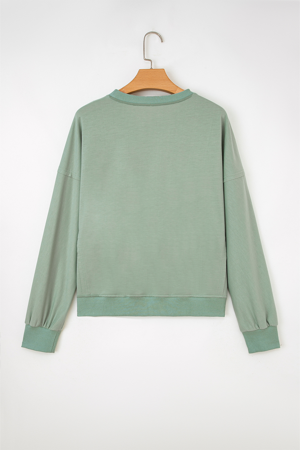 Beige Raw Edge Flower Patch Drop Shoulder Casual Top