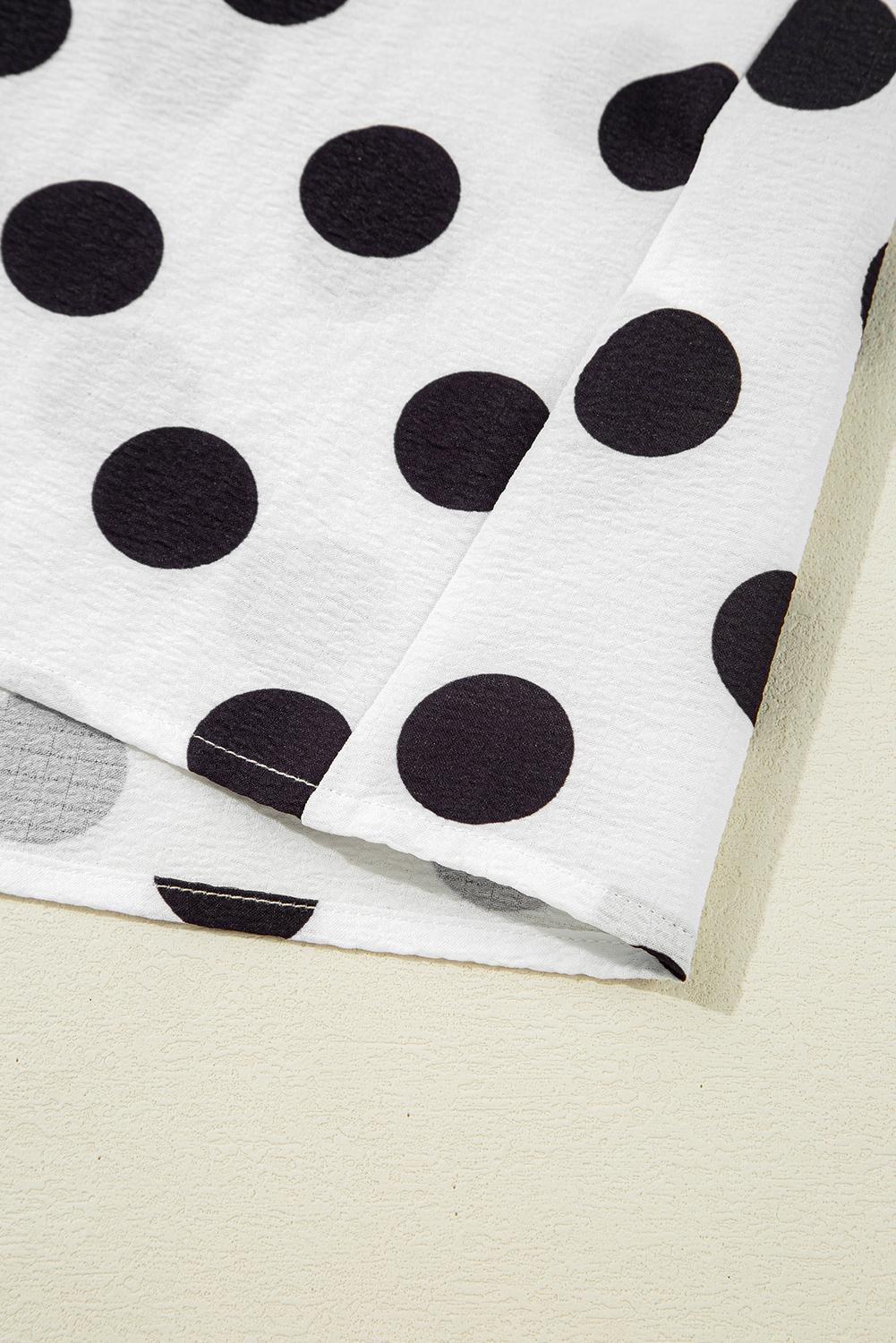 Black Polka Dot Print Ruffled Sleeve V Neck Blouse