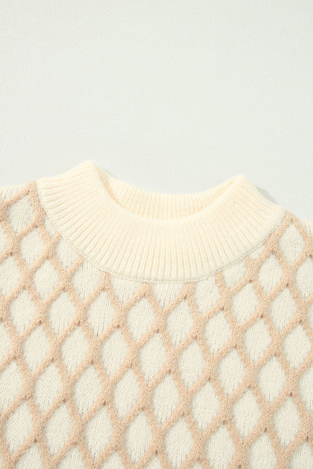 Oatmeal Diamond Knit Drop Shoulder Loose Sweater