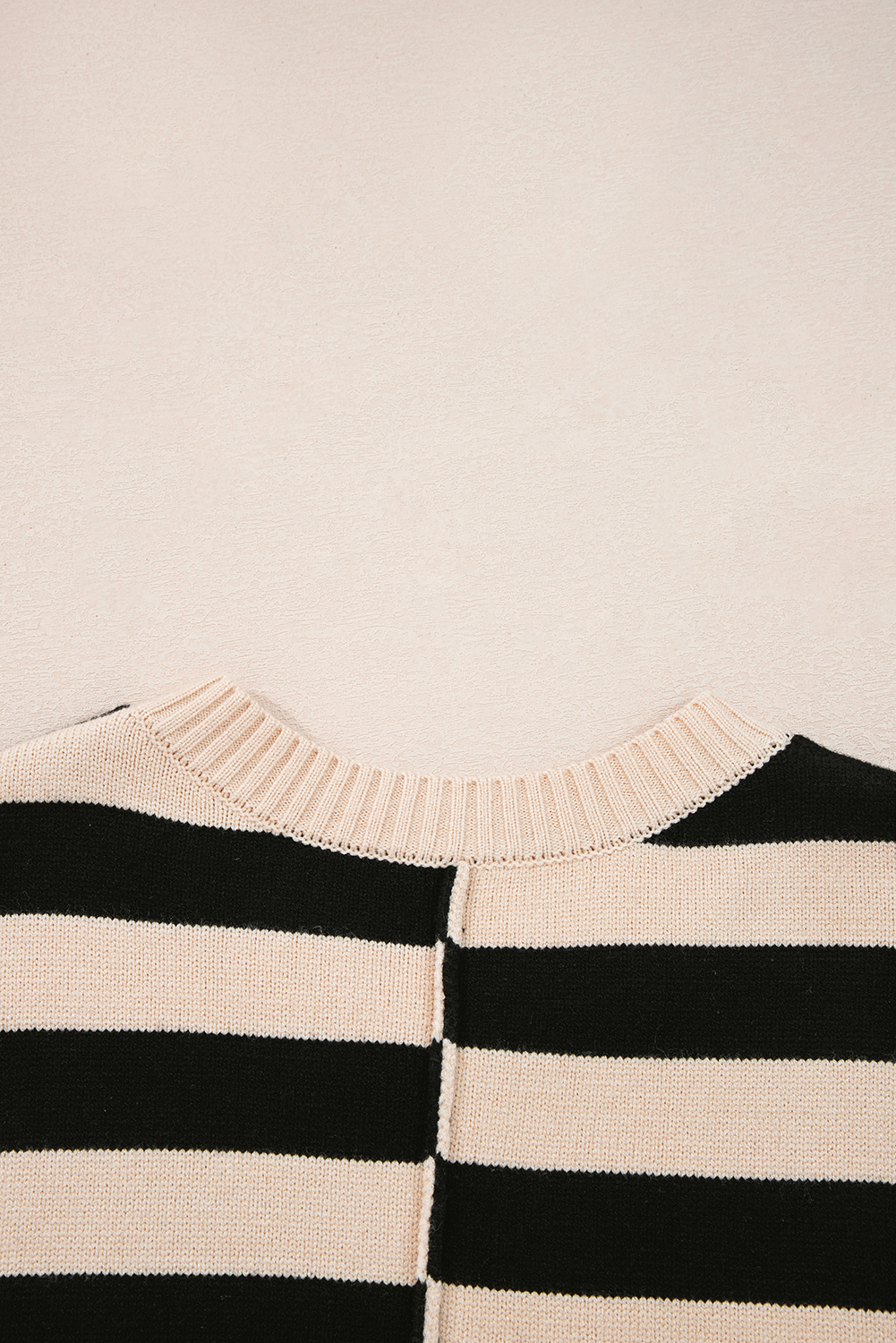 Black Stripe Two in One Knitted Top High Waist Splicing Hem Sweater Dress
