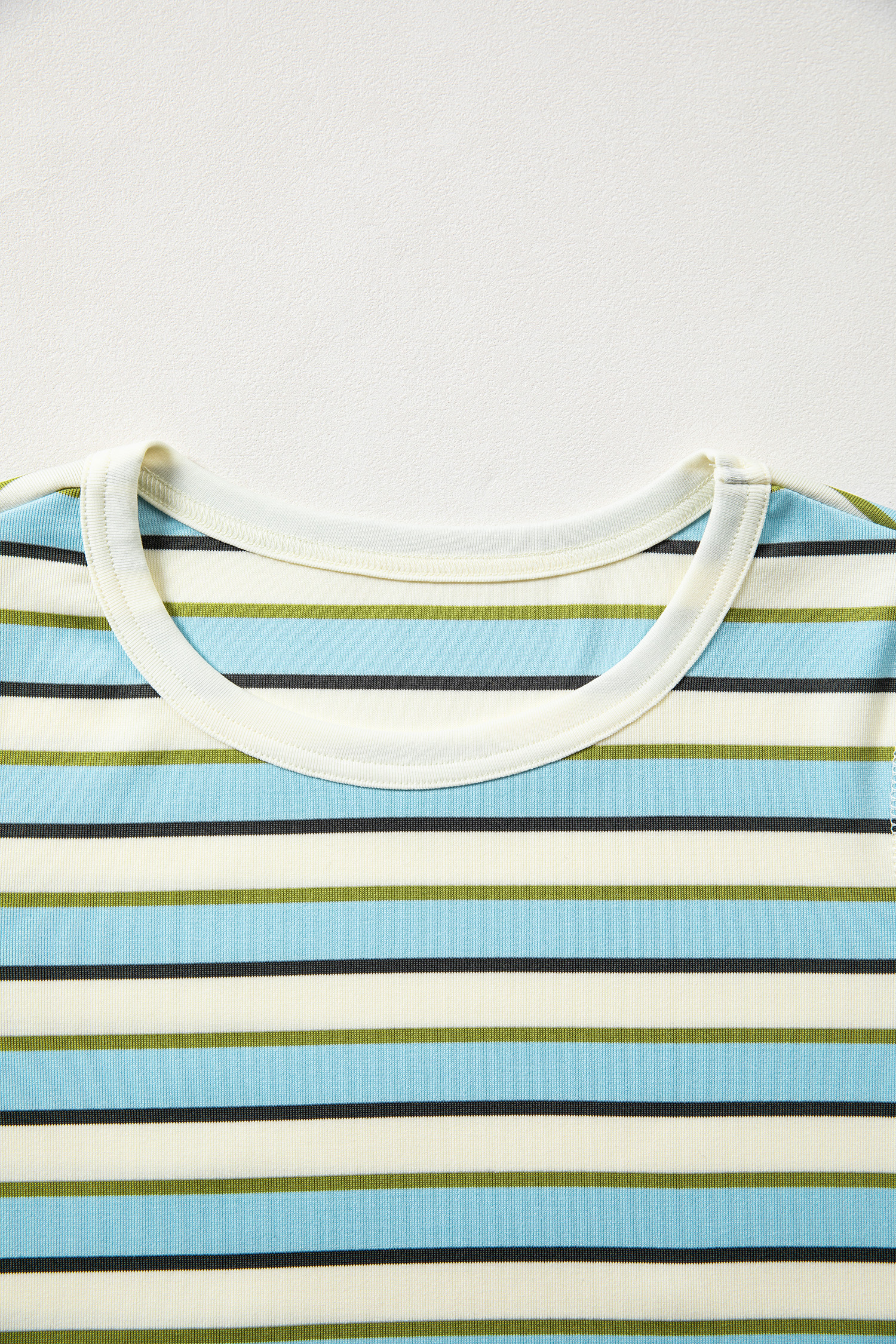 Multicolour Striped Round Neck Ribbed Knit Long Sleeve Top