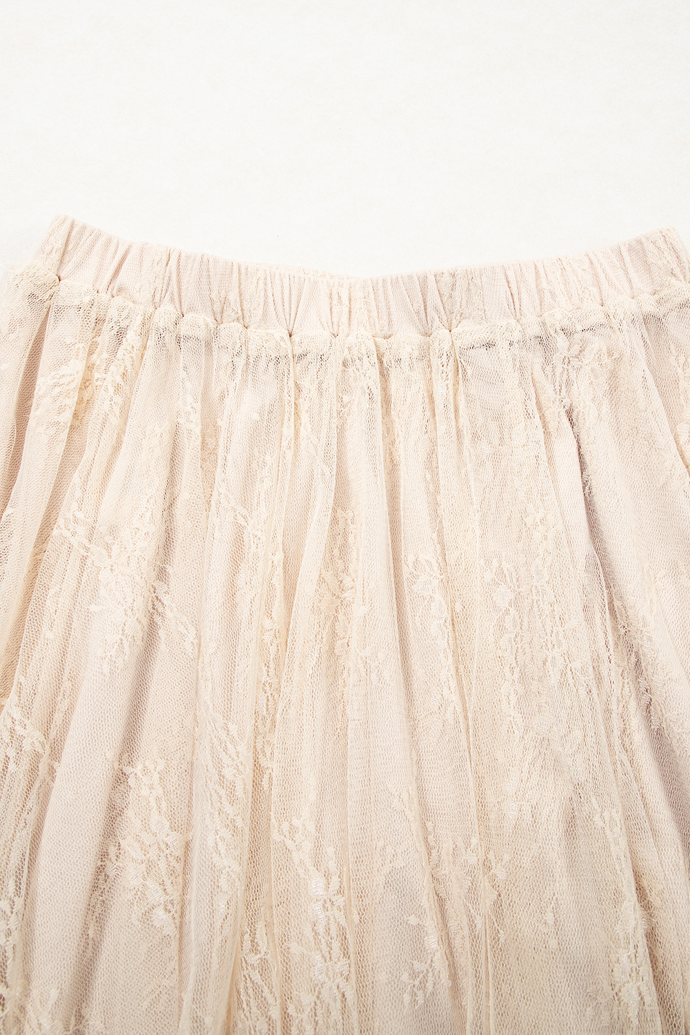 Apricot Lace Cascading Tiered High Waist Maxi Skirt