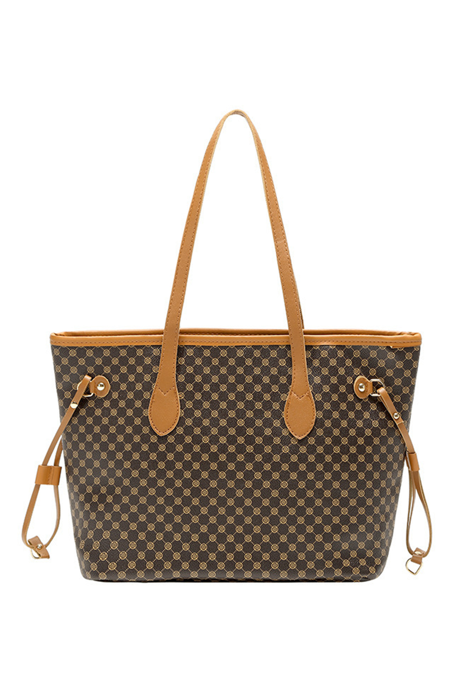 Coffee Luxury Fashion Print PU Leather Versatile One Shoulder Tote Bag