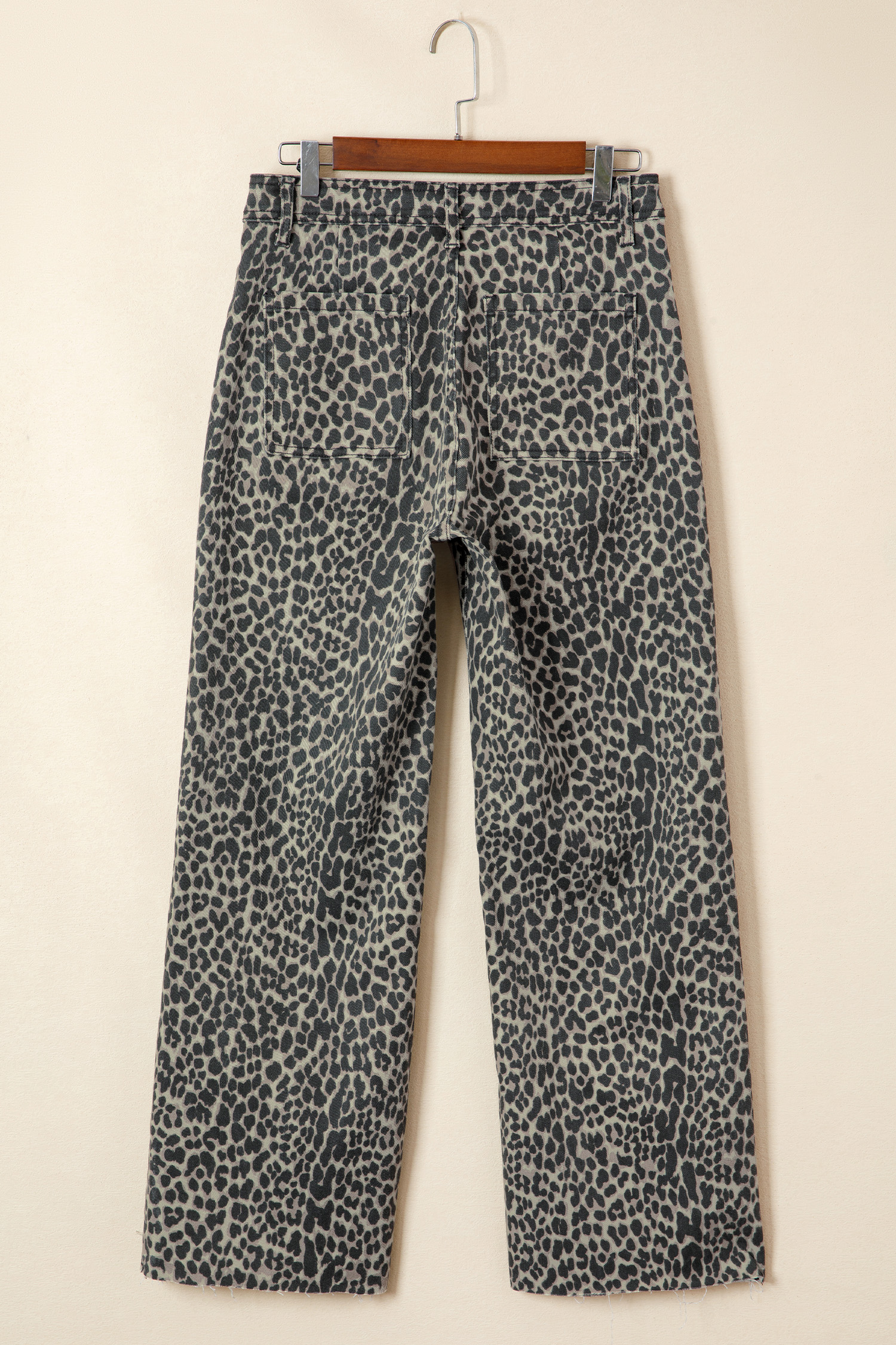 Black Leopard Print Wide Leg High Waist Jeans
