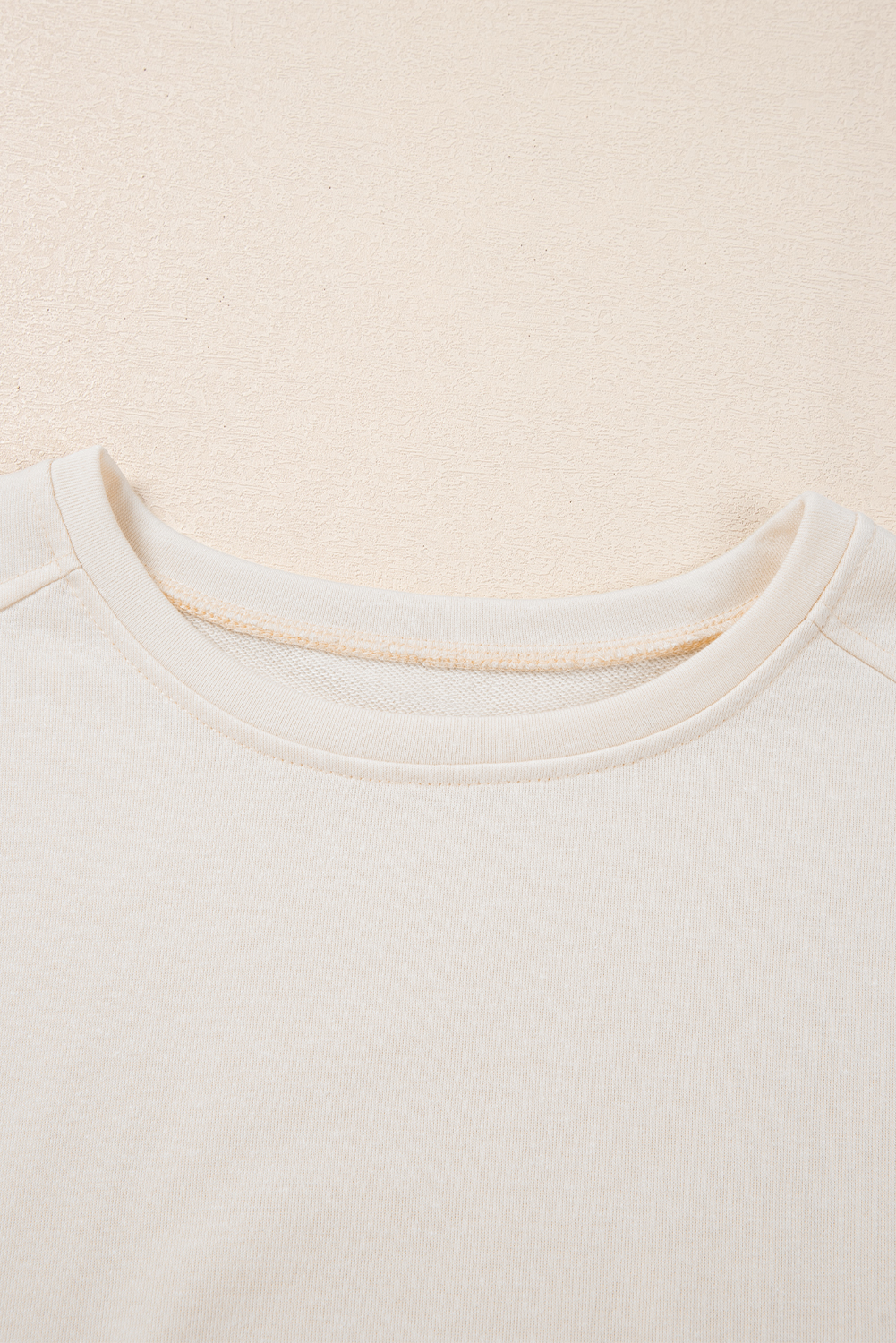 White Pearled Puff Sleeve Round Neck Loose Top