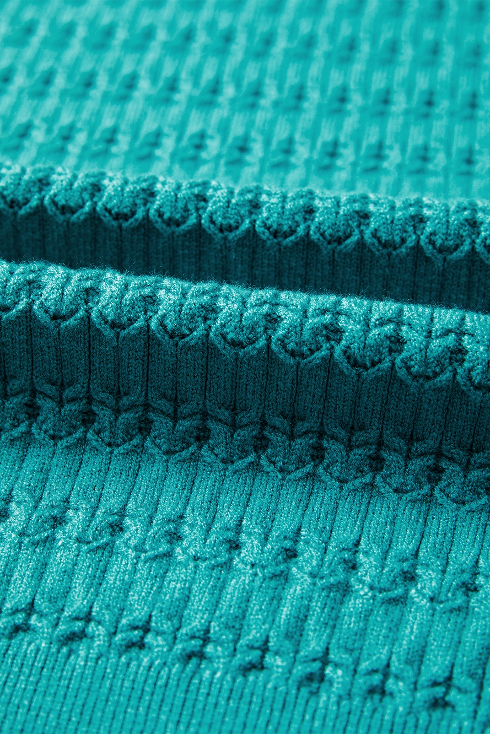 Fiery Red Trendy Pattern Knit Ribbed Cuffs Crew Neck Sweater