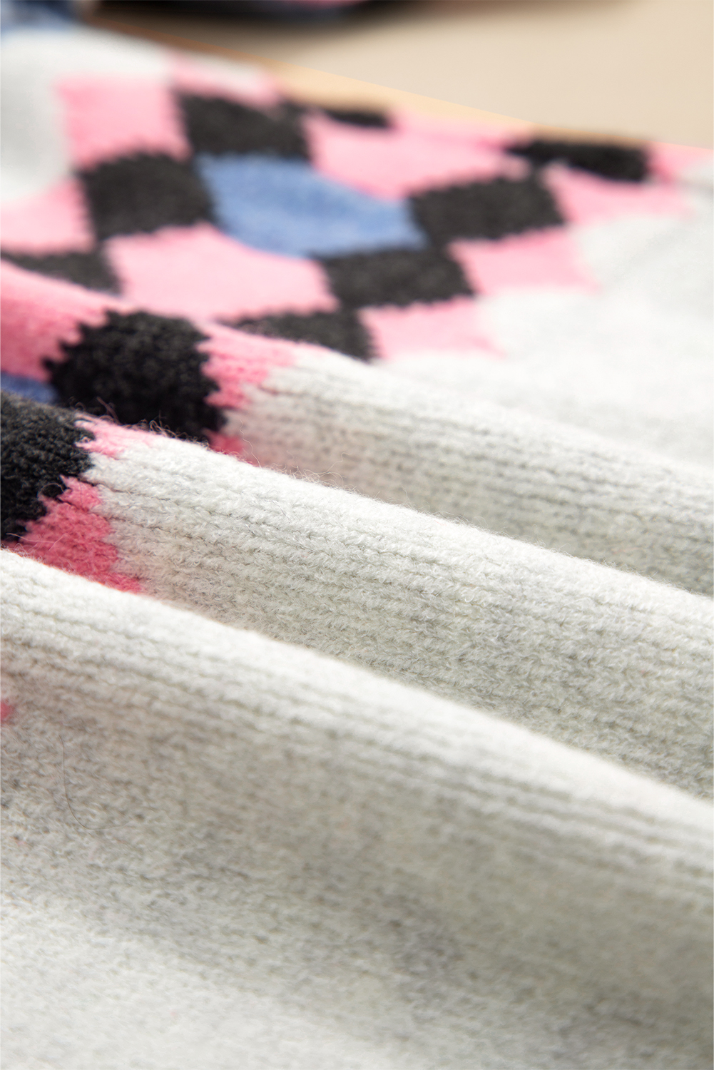 Pink Stripe Geometric Button Up Sweater Cardigan