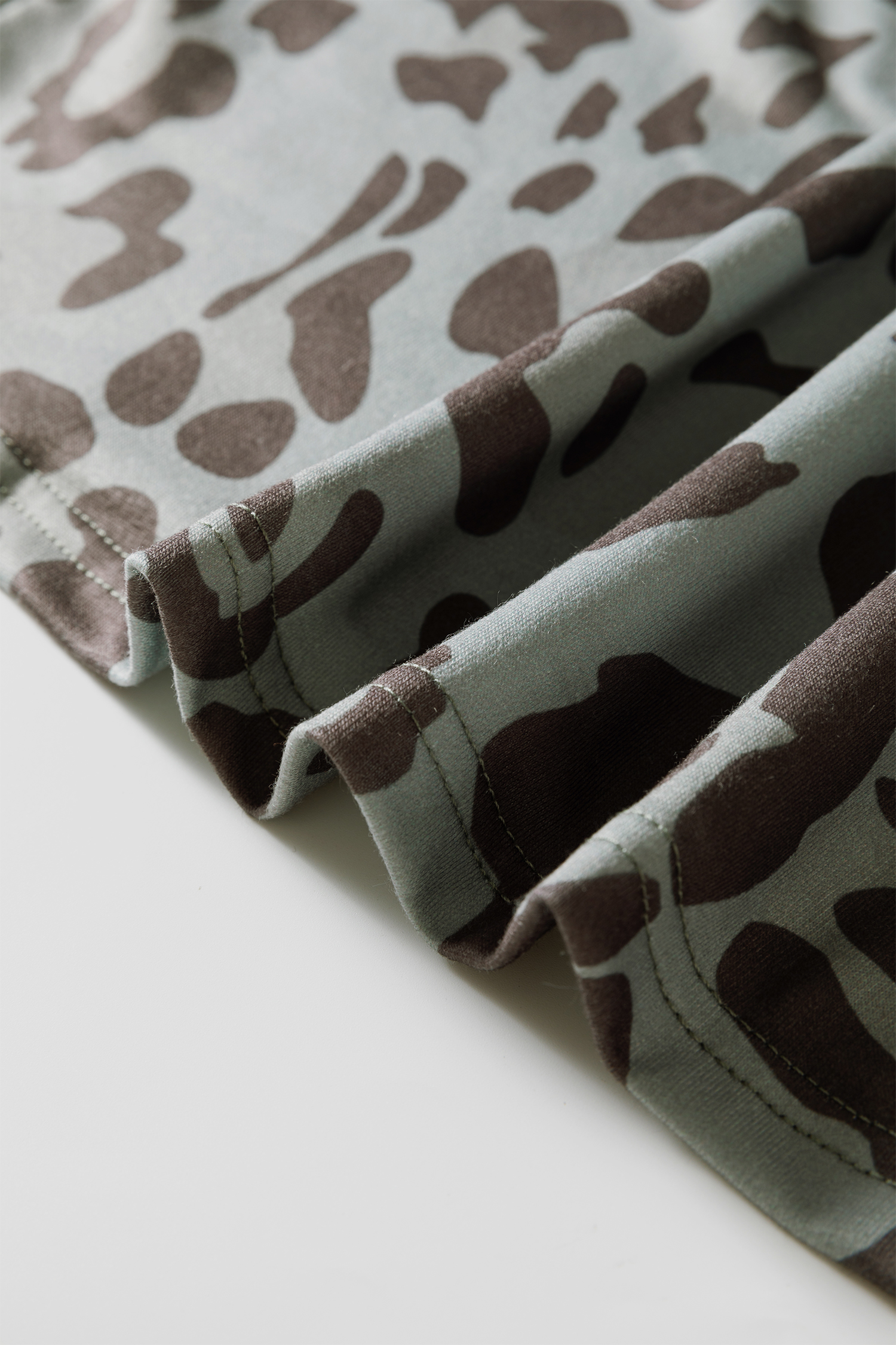 Gray Leopard Print Varsity Striped Trim Long Sleeve Top