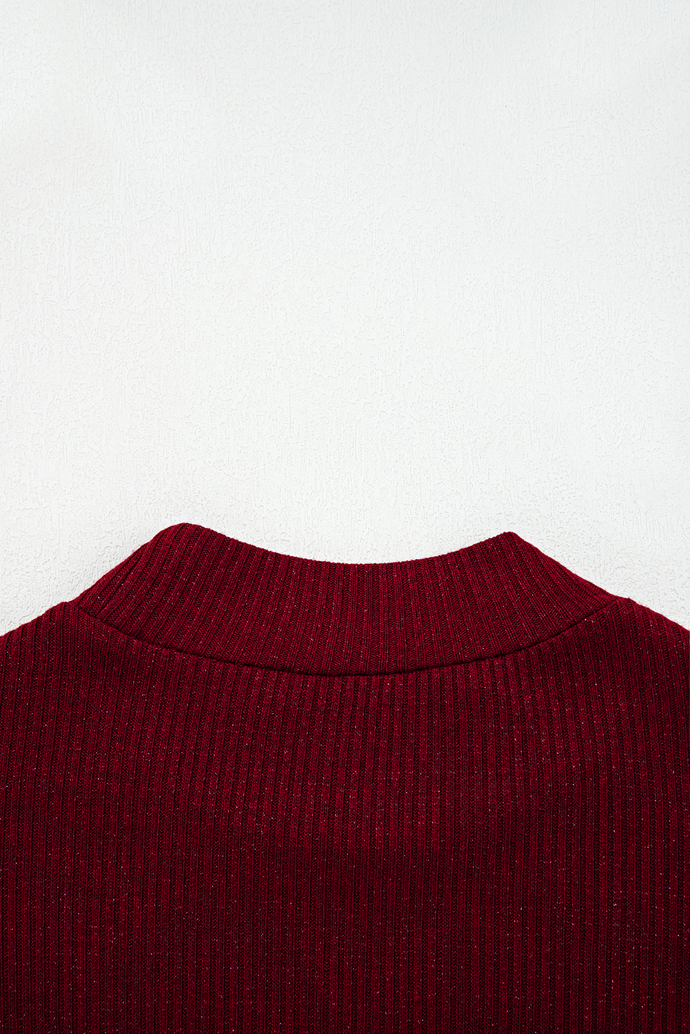 Red Dahlia Metal Ribbed Knit Long Sleeve Slim Fit Top