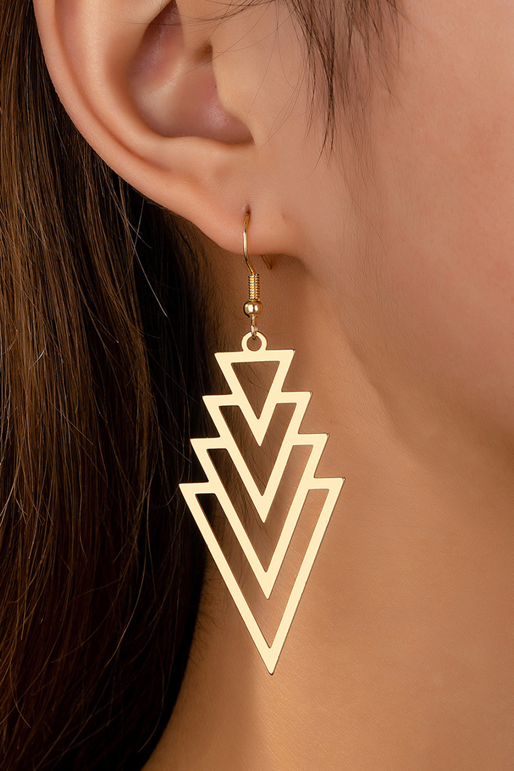 Gold Plated Alloy Geometric Dangle Earrings