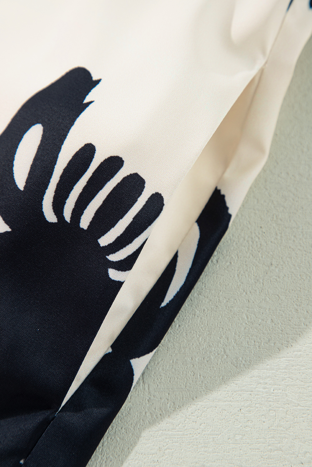 Beige Geometric Printed Sleeveless Hollowed Bowknot Back Mini Dress