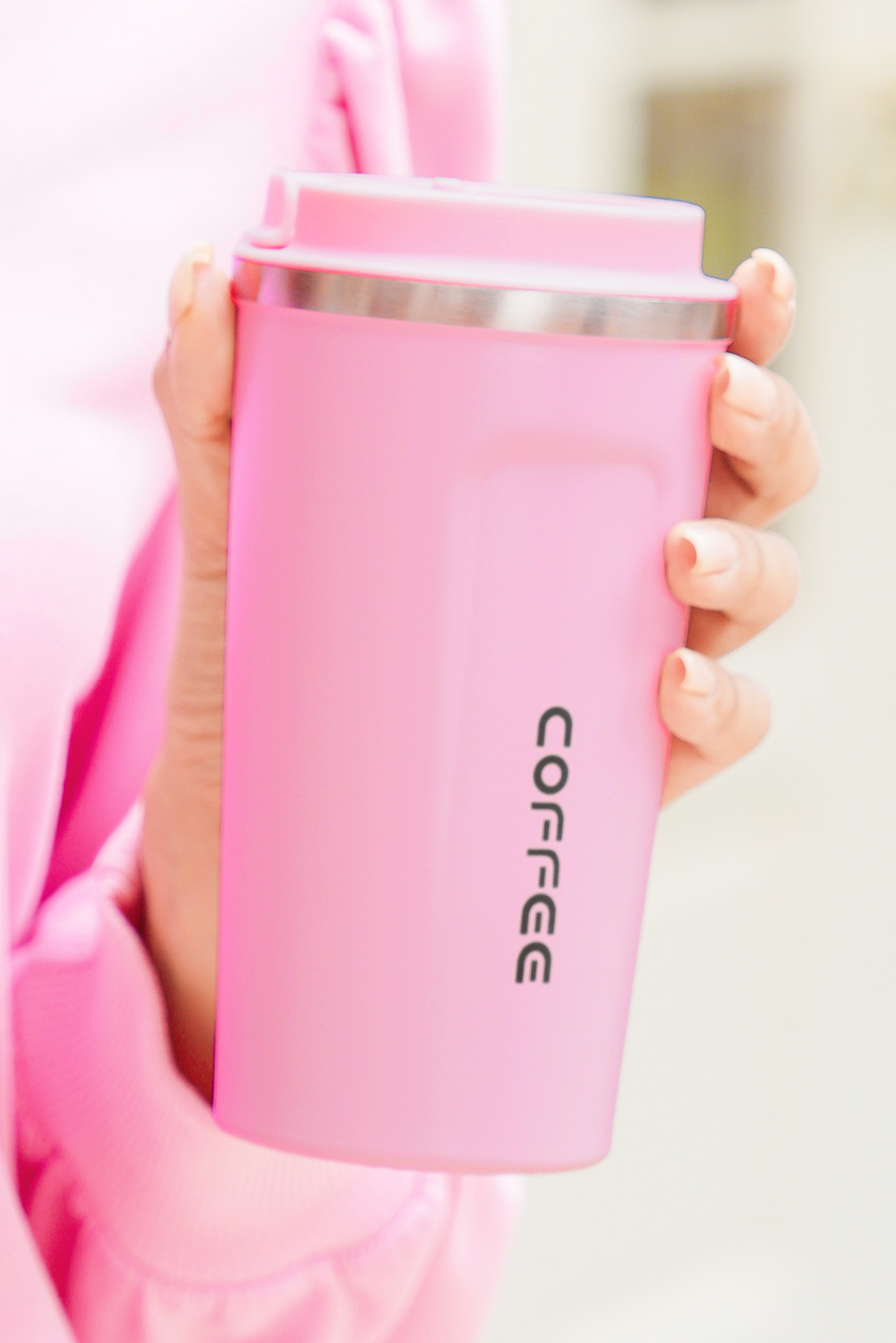 Pink 510ml Stainless Steel Insulated Reusable Travel Coffee Cup