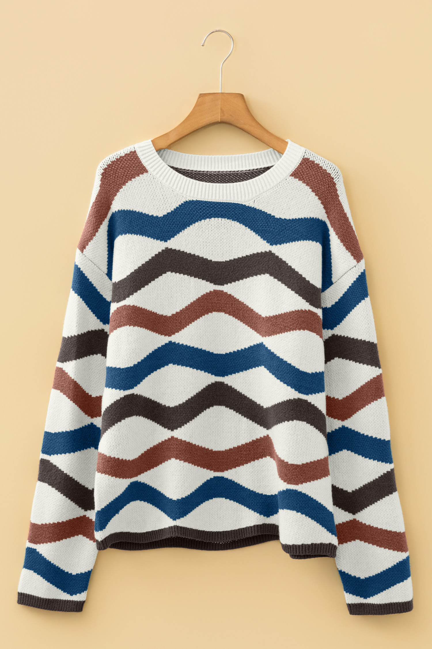 Multicolour Retro Wave Print Western Sweater