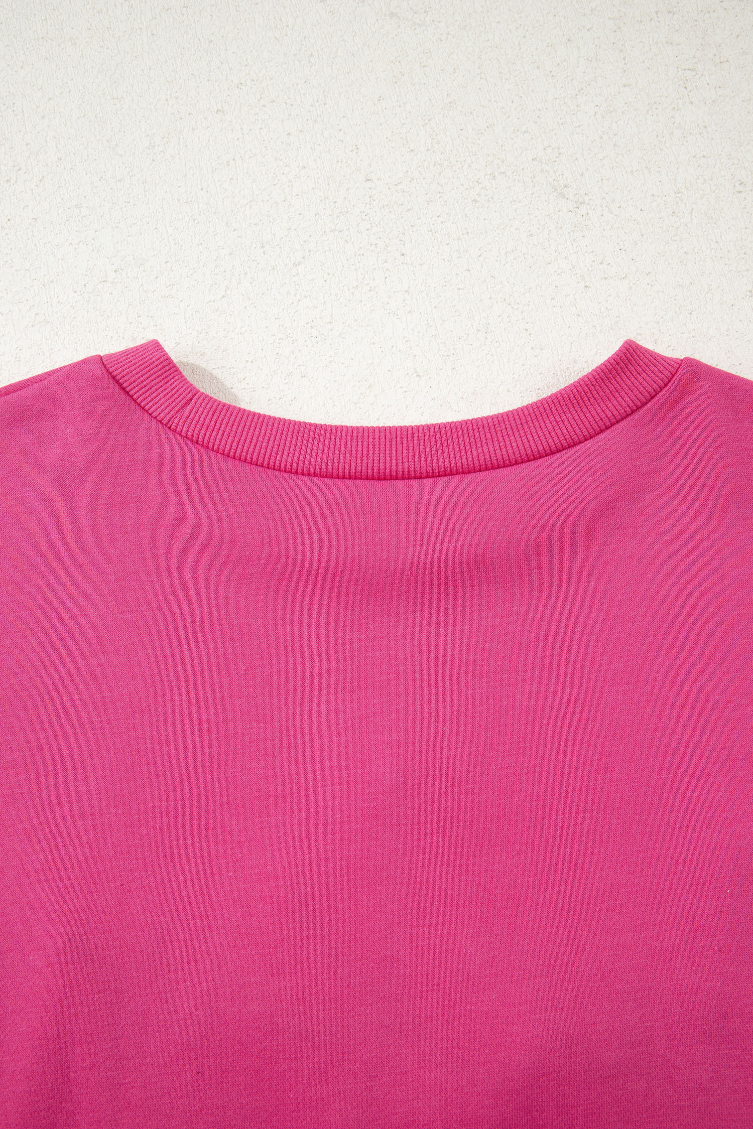 Rose Red Lucky Clover Embroidered Loose Pullover Sweatshirt