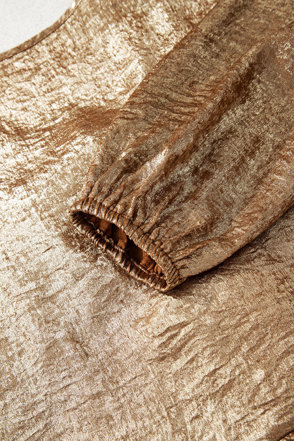 Gold Metallic Tied Front Babydoll Blouse