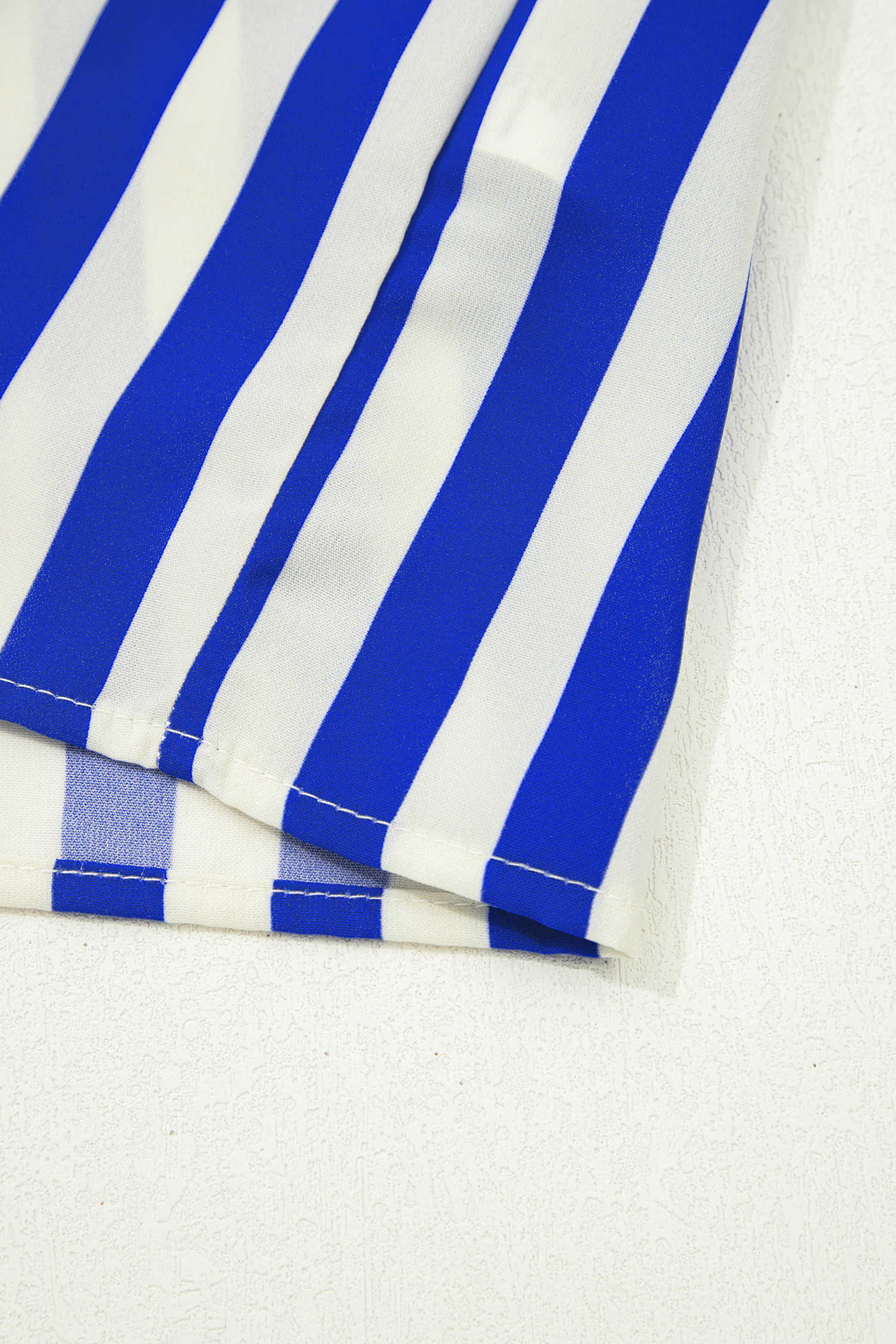 Sky Blue Stripe Balloon Sleeve Loose Button up Shirt