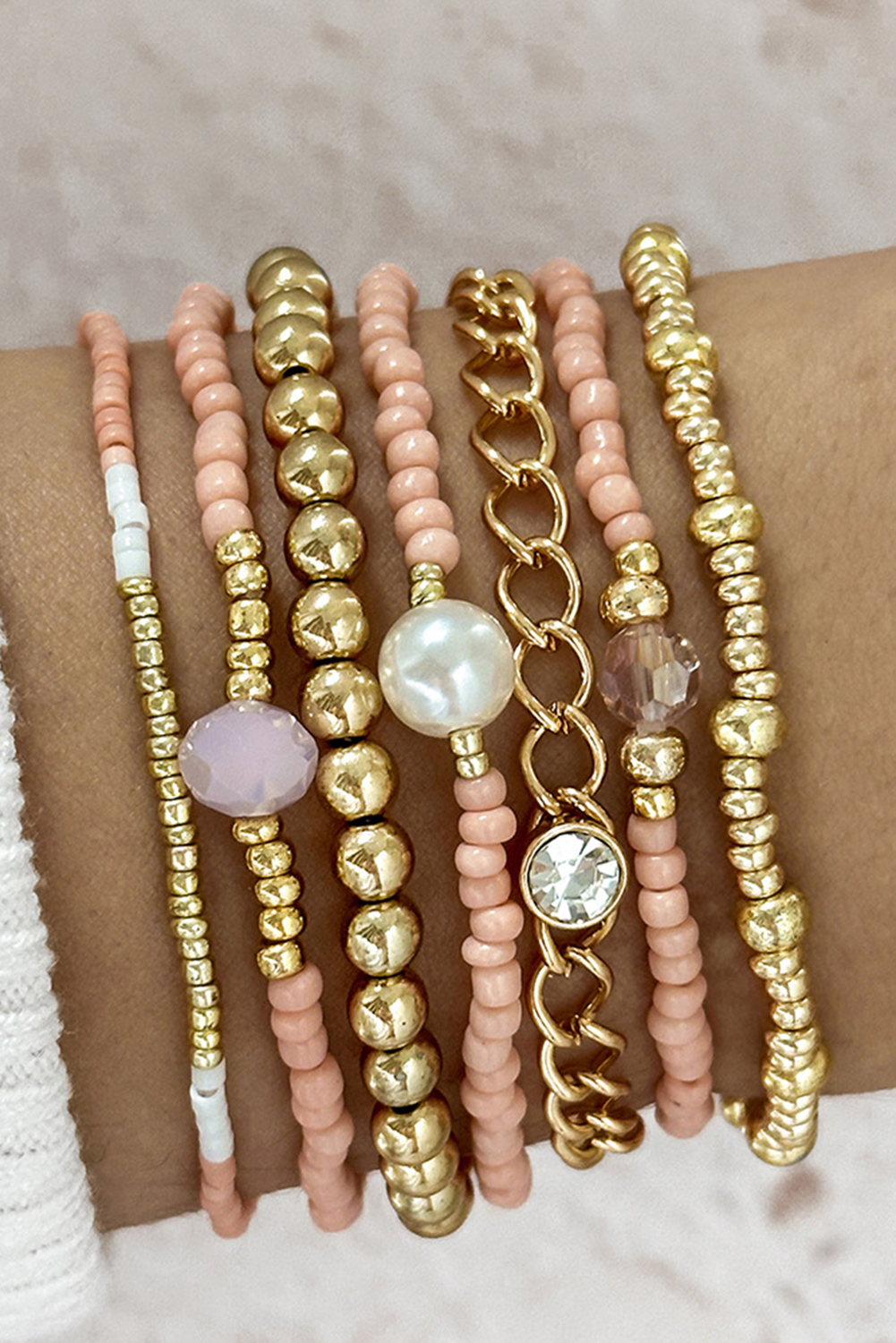 Gold Simple Beaded Multi Layer Bracelet