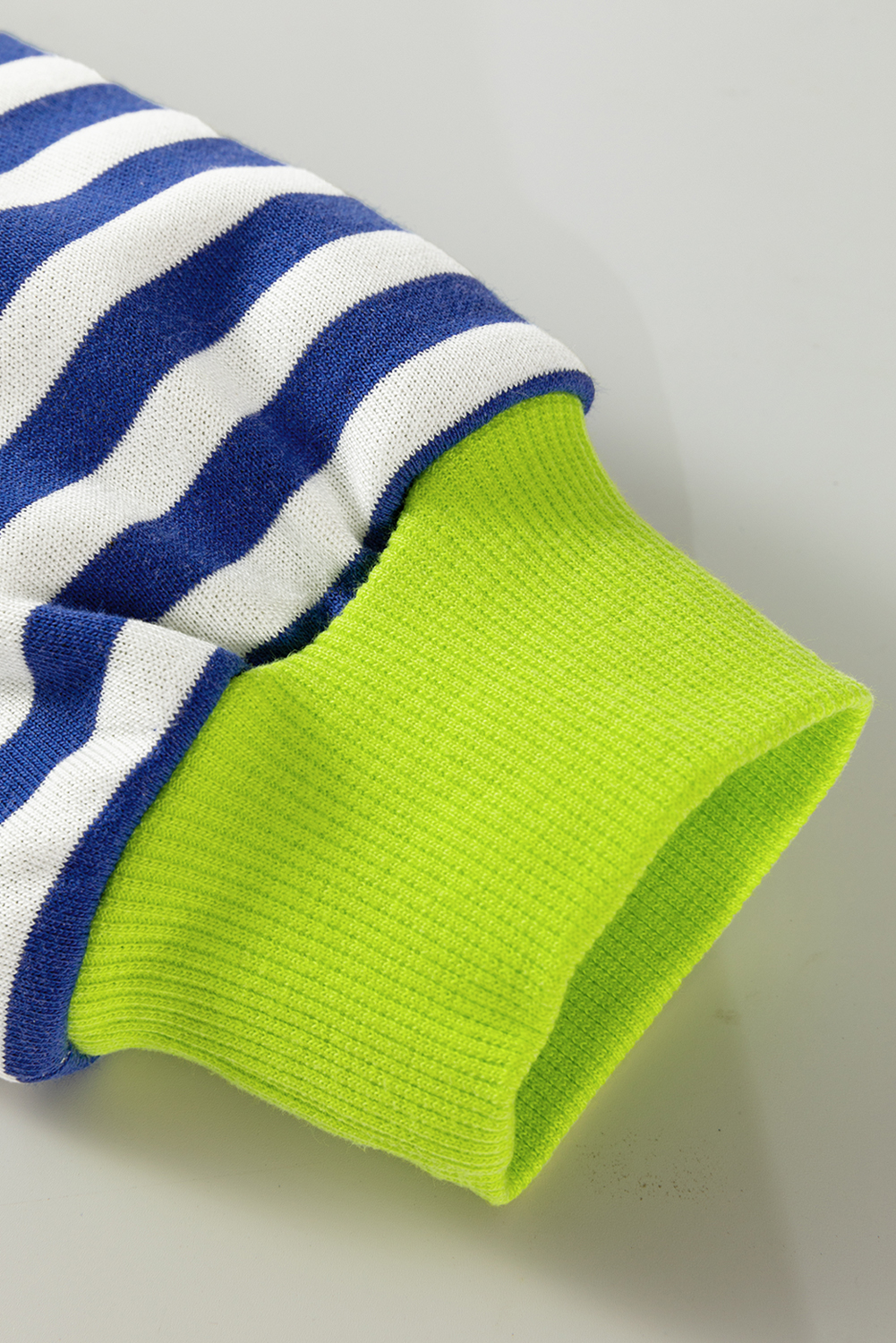 Red Stripe Contrast Ribbed Trim Crossed Stitch Drop Shoulder Sweatshirt