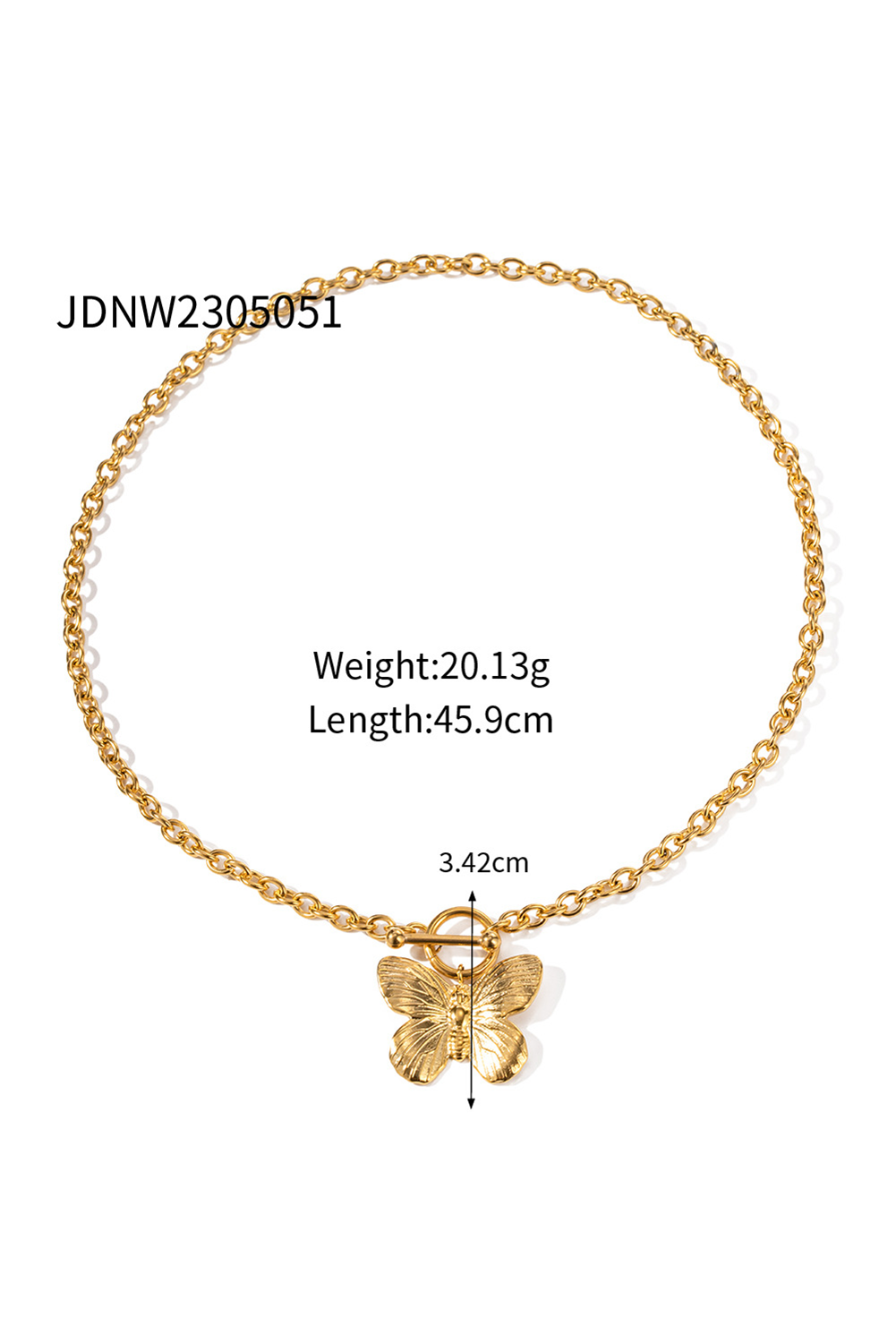 Gold Butterfly Pendant Plated Alloy Necklace