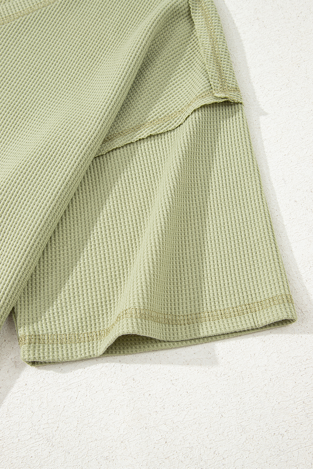 White Exposed Seam Half Sleeve Knitted V Neck Textured Top