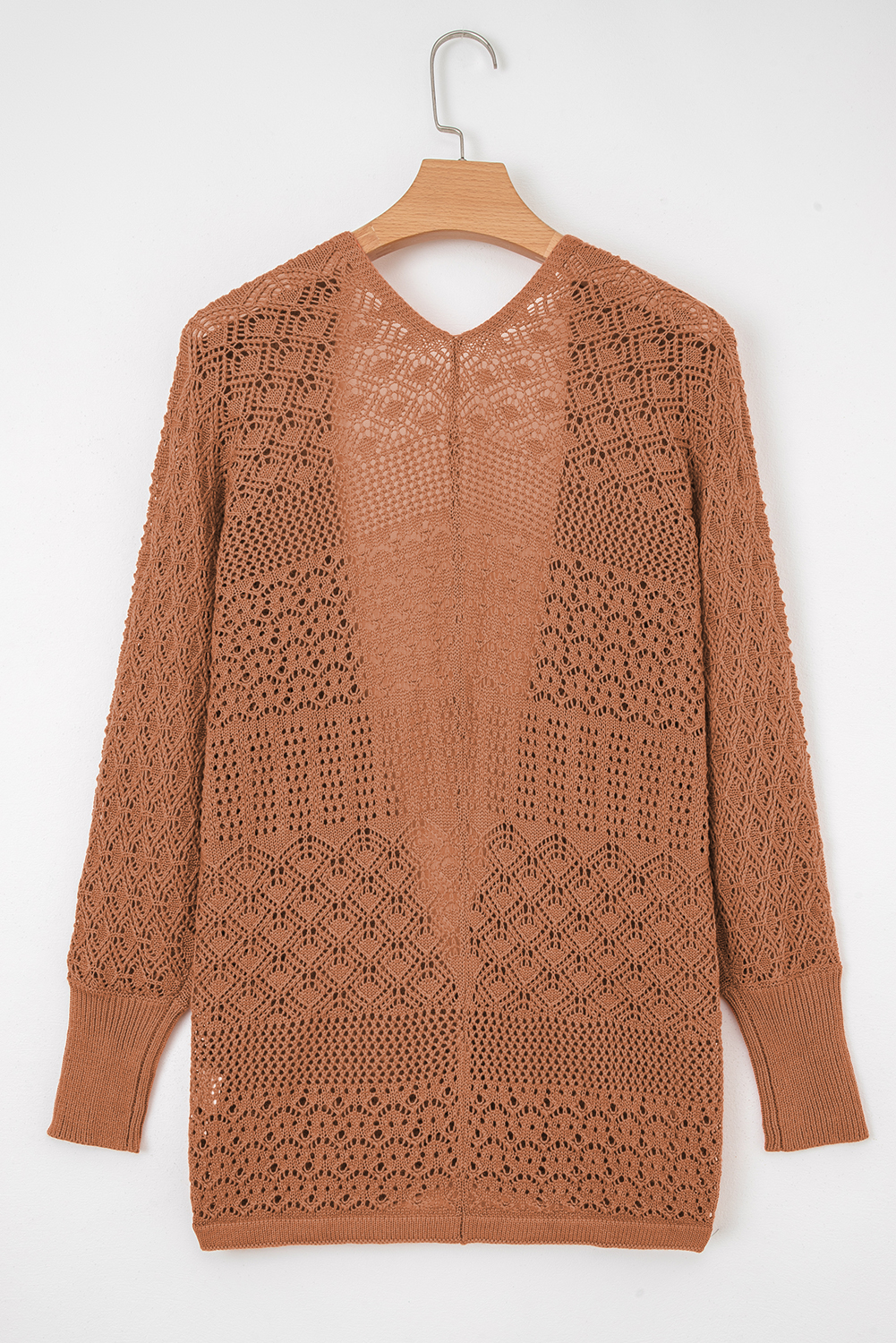 Redwood Burl Mixed Pattern Knitted Open Front Plus Cardigan