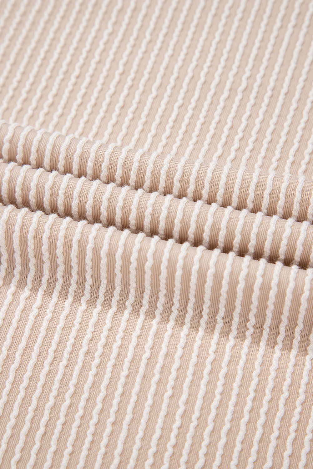 Gray Twisted Rib Wide Sleeve Crew Neck T Shirt