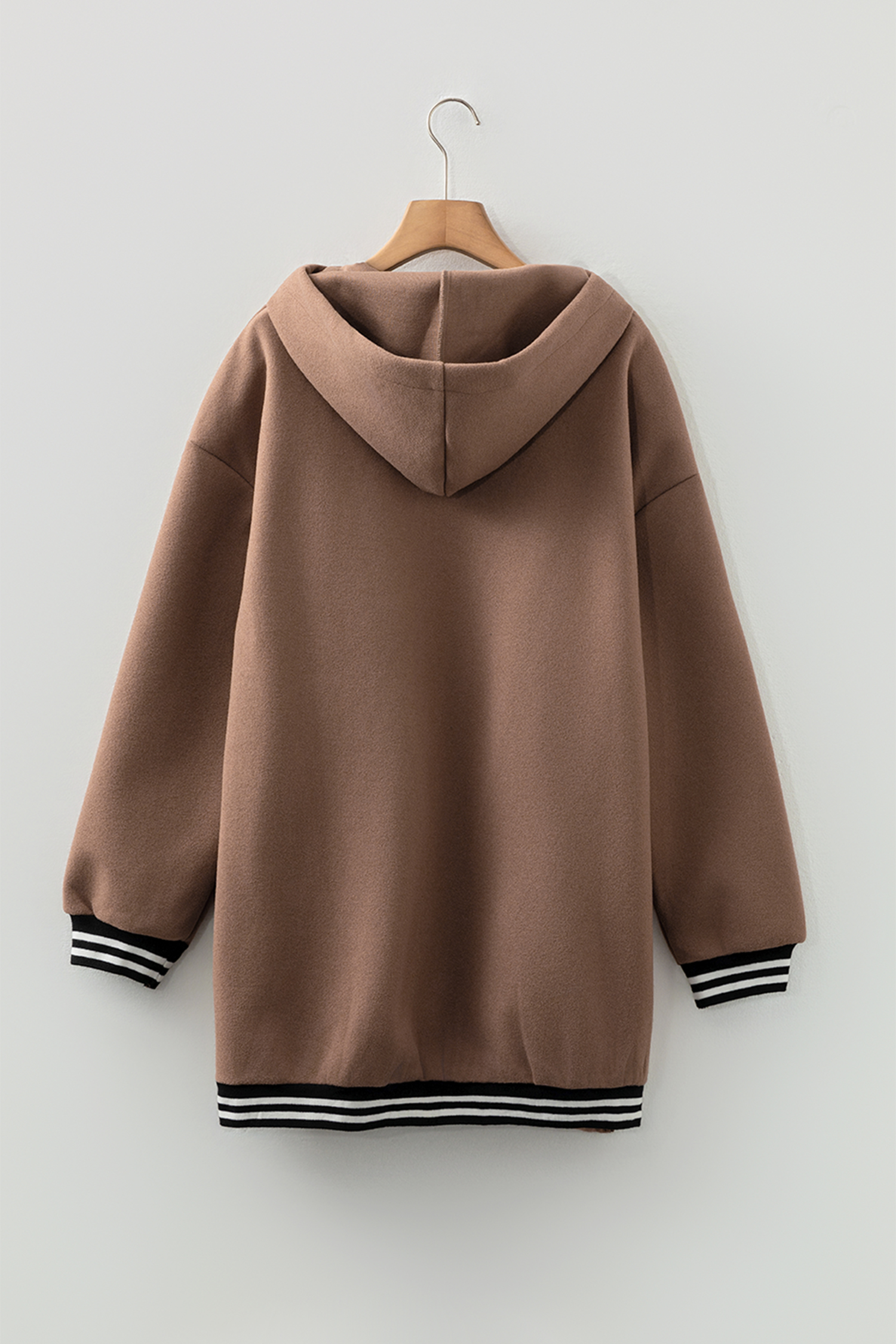 Racing Red Contrast Cuffed Drop Shoulder Zip up Tunic Hoodie