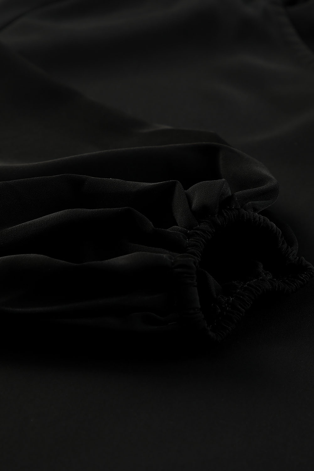 Black V Neck Long Puff Sleeve Top