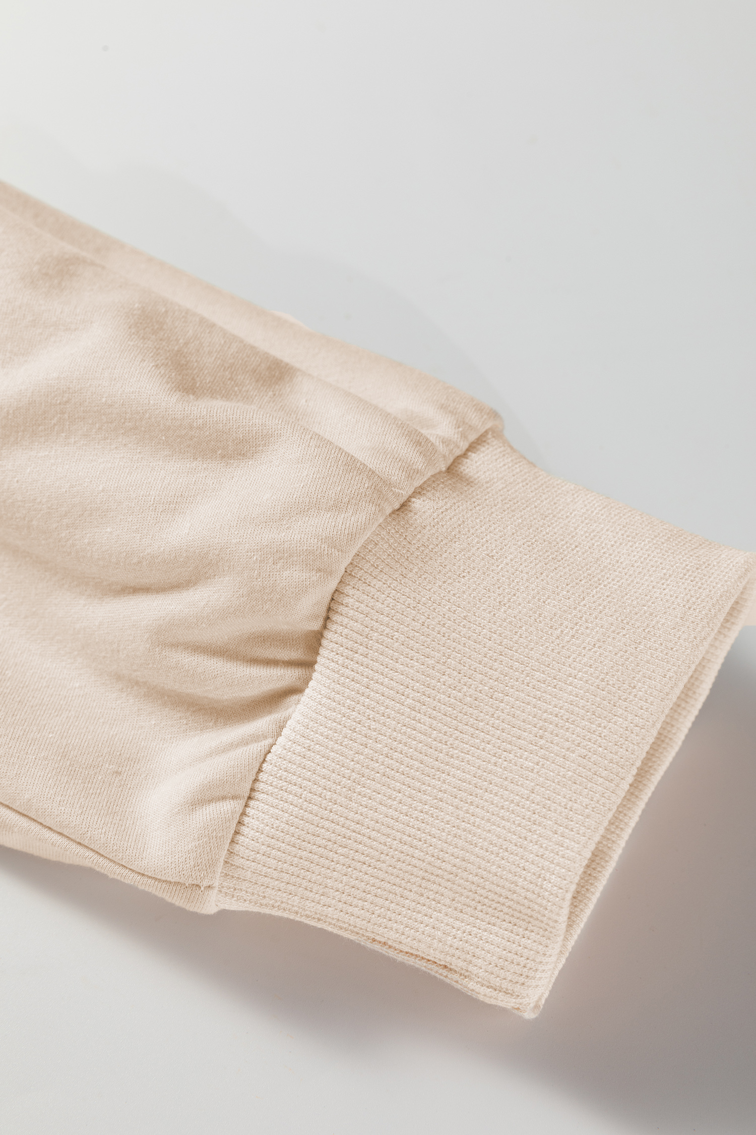 Beige Raw Edge Flower Patch Drop Shoulder Casual Top