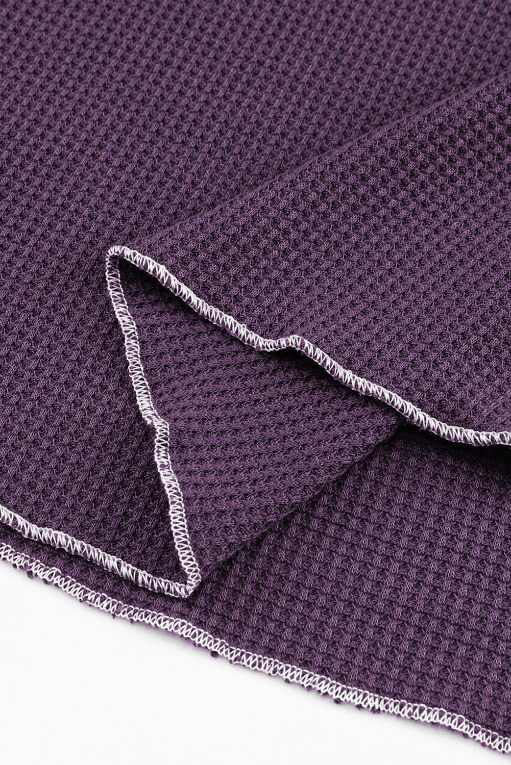 Smoke Gray Textured Round Neck Long Sleeve Top