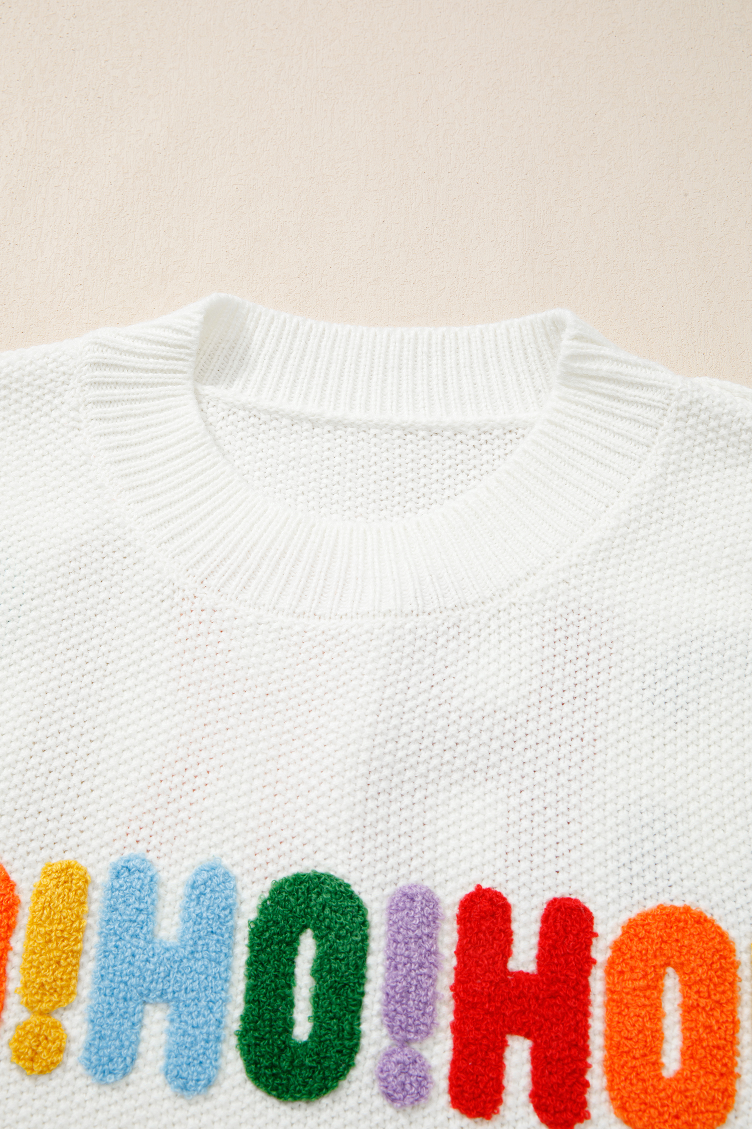 White Chenille Graphic Drop Shoulder Holiday Sweater