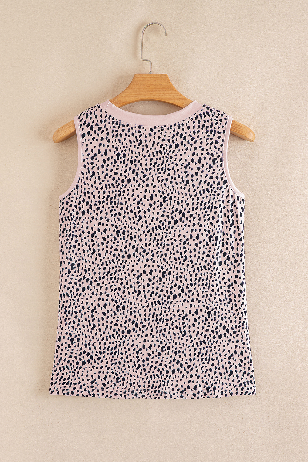 Apricot Leopard Round Neck Tank Top