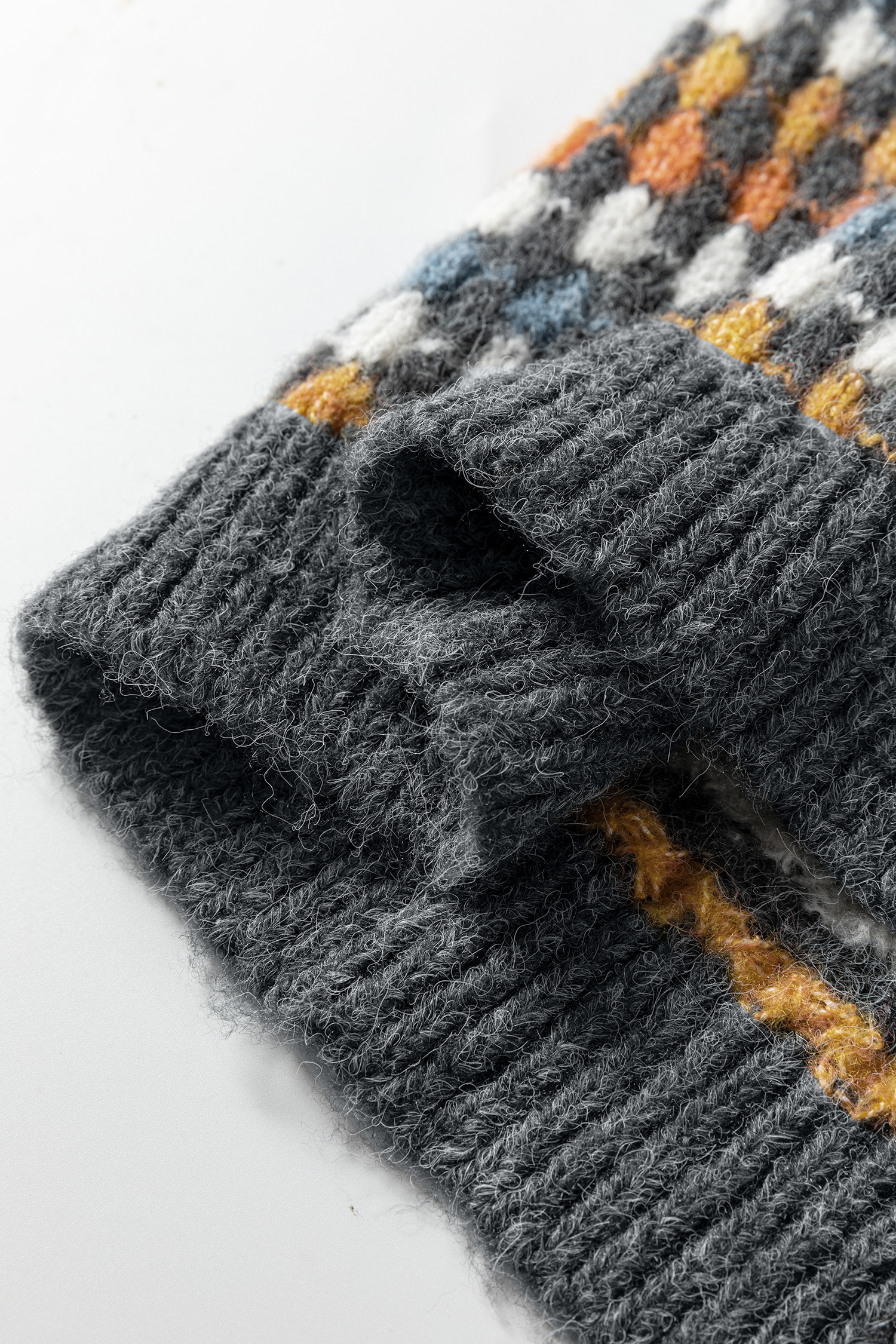 Gray Dotty Pattern Knit Button Front V Neck Sweater Cardigan