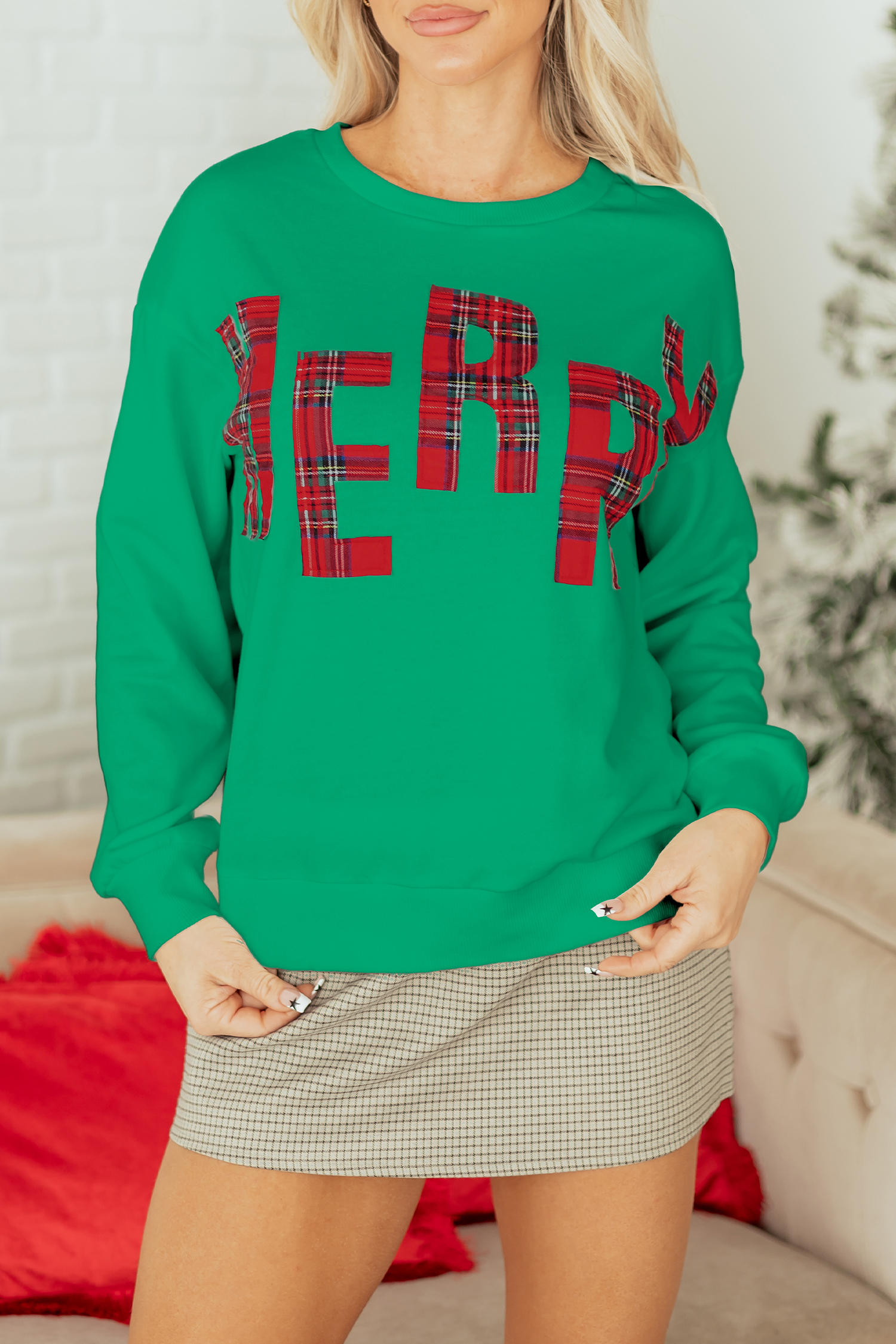 White Plaid MERRY Christmas Vacation Sweatshirt
