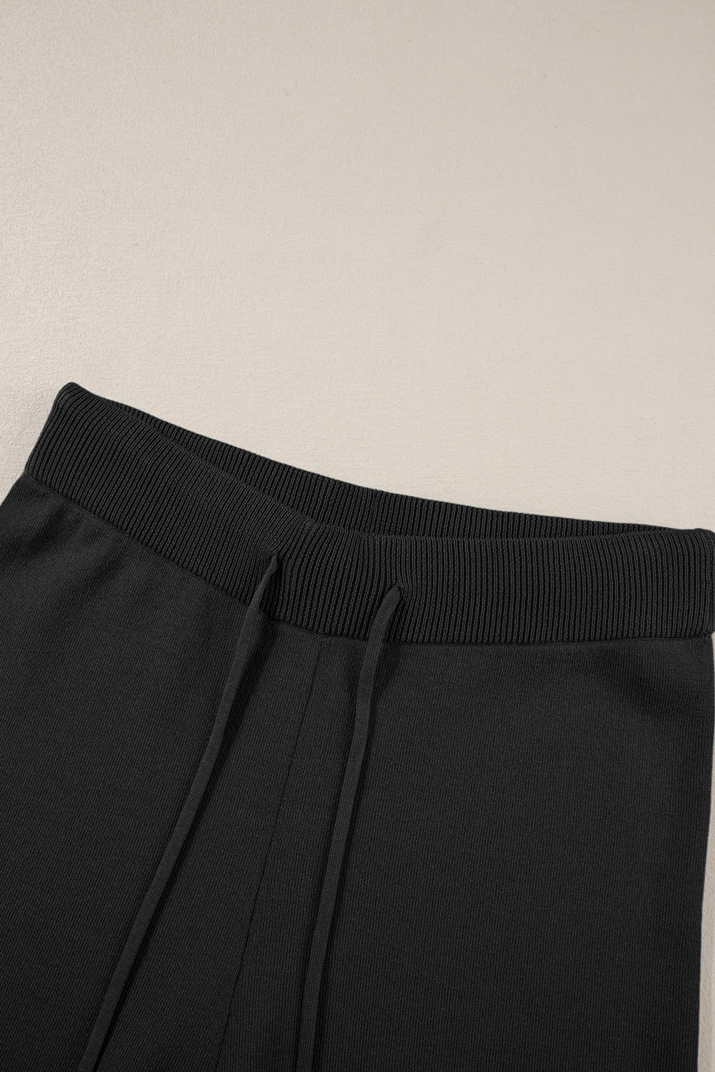 Blackish Green Contrast Trim Half Sleeve Top Drawstring Pants Loose 2pcs Sweater Suit