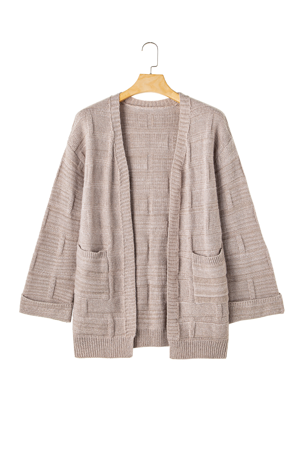 Delicacy Textured Knit Open Front Chic Cardigan with Pockets