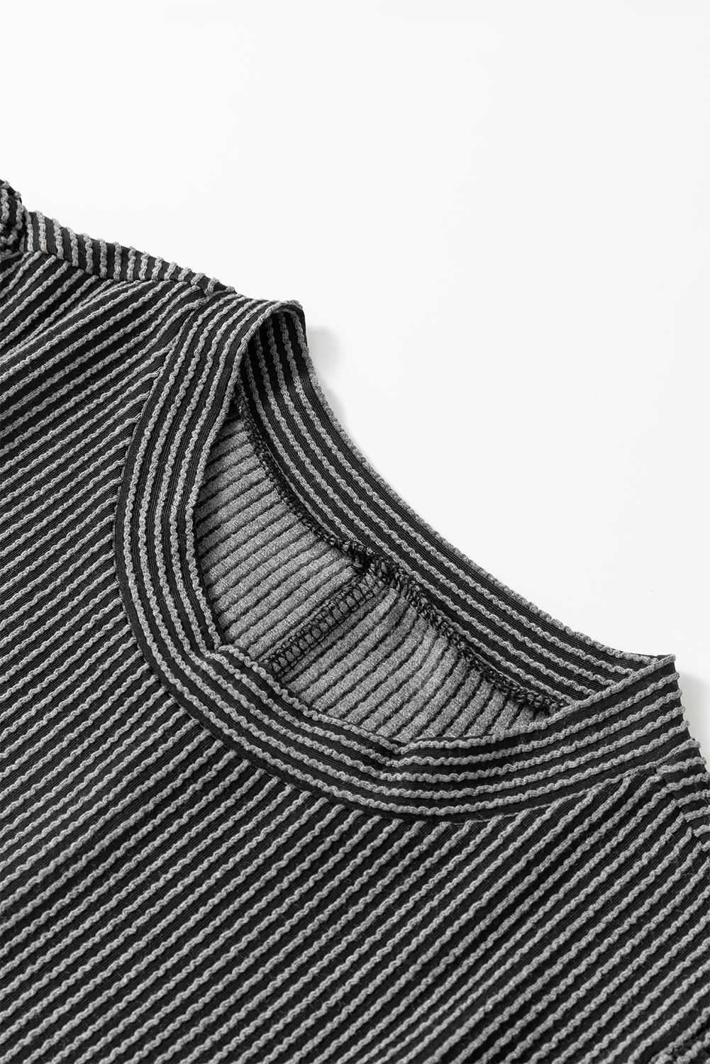 Bright Pink Striped Ribbed Knit T-shirt Shift Dress