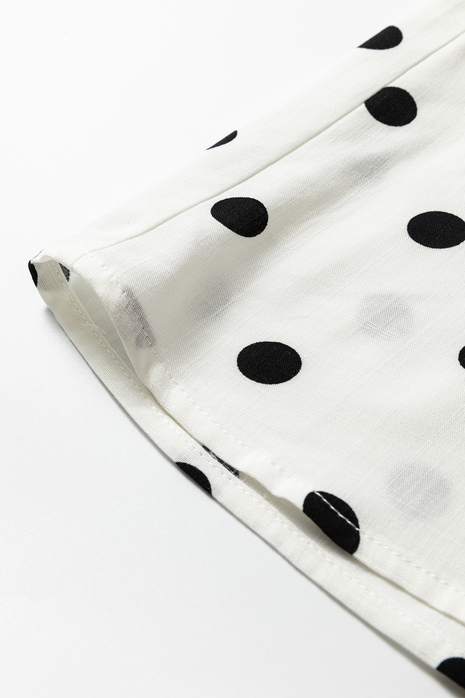 White Polka Dot Print Contrast Piping Elegant Shirt