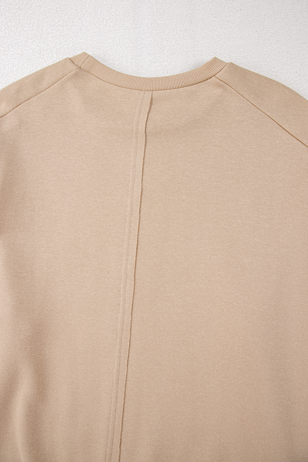 Beige Flower Patch Graphic Exposed Seam Wide Sleeve Top