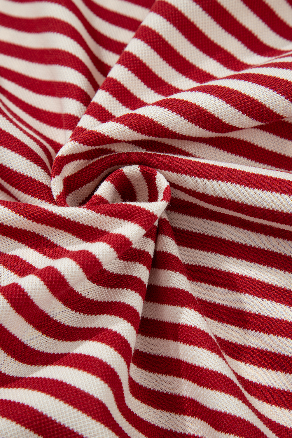 Red Stripe Bowknot Cutout Back Drop Shoulder Wide Bracelet Sleeve Loose Tee