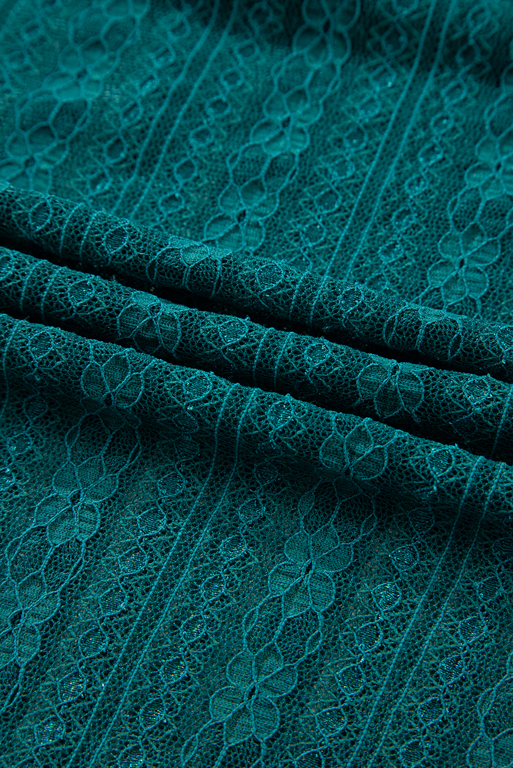 Evergreen Sheer Lace Balloon Sleeve Babydoll Blouse