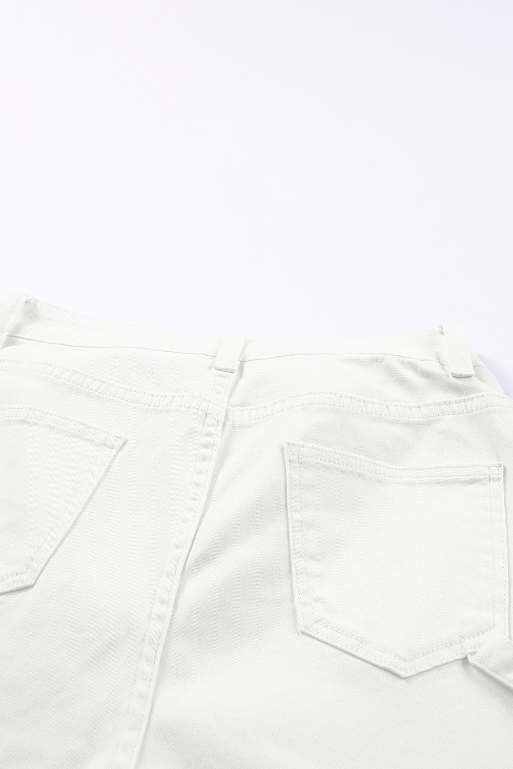 White High Waist Straight Leg Cargo Pants with Pockets
