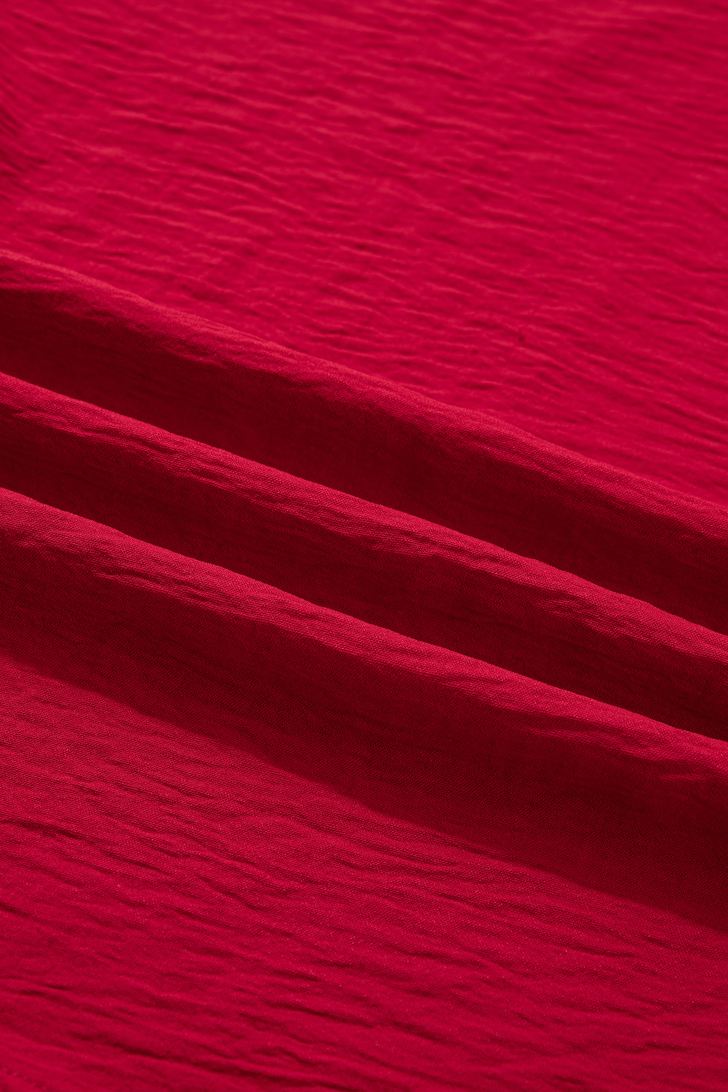 Racing Red Braided Trim V Neck Half Sleeve Blouse