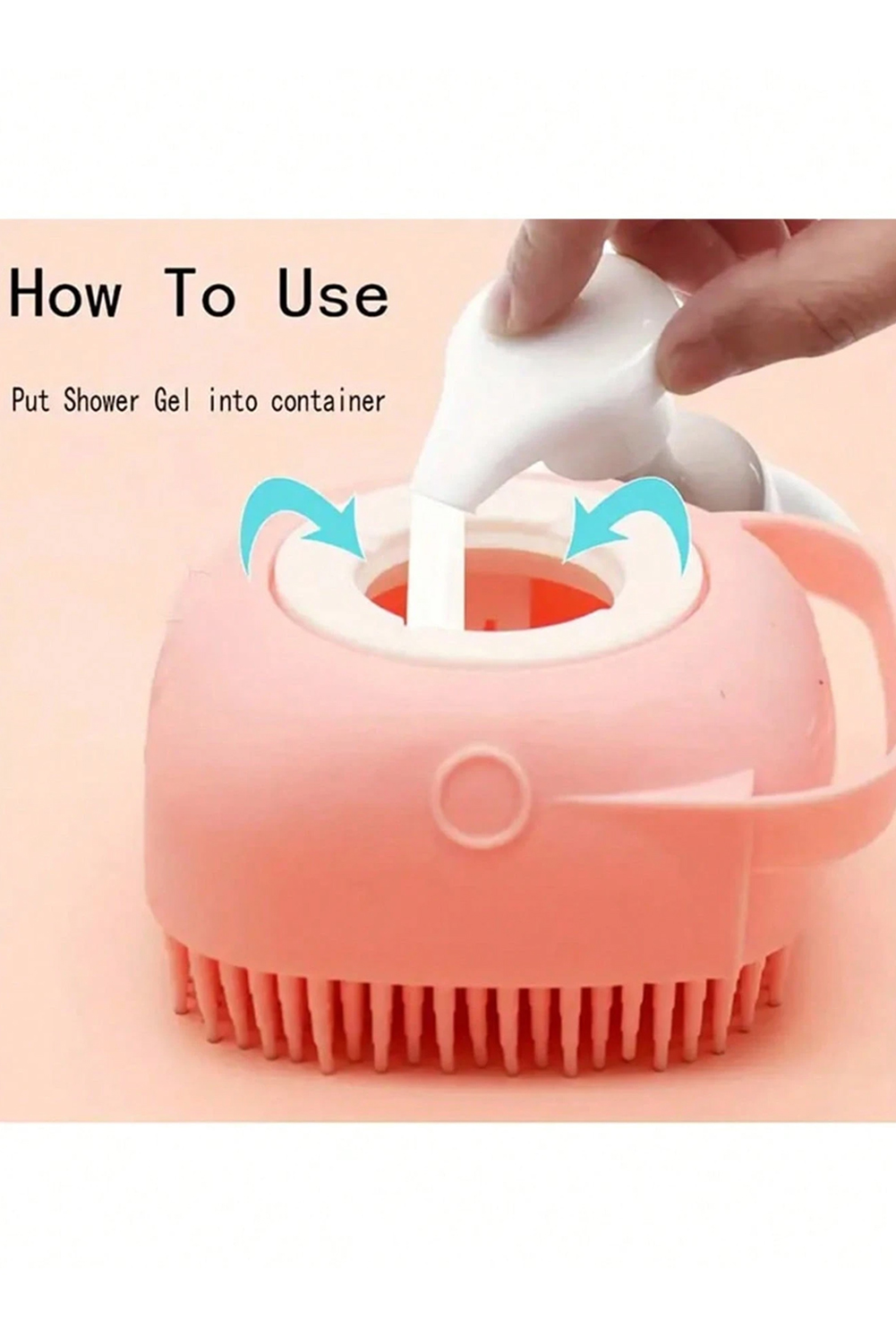 Pale Chestnut Silicone Pet Washer Brush with Shampoo Dispenser