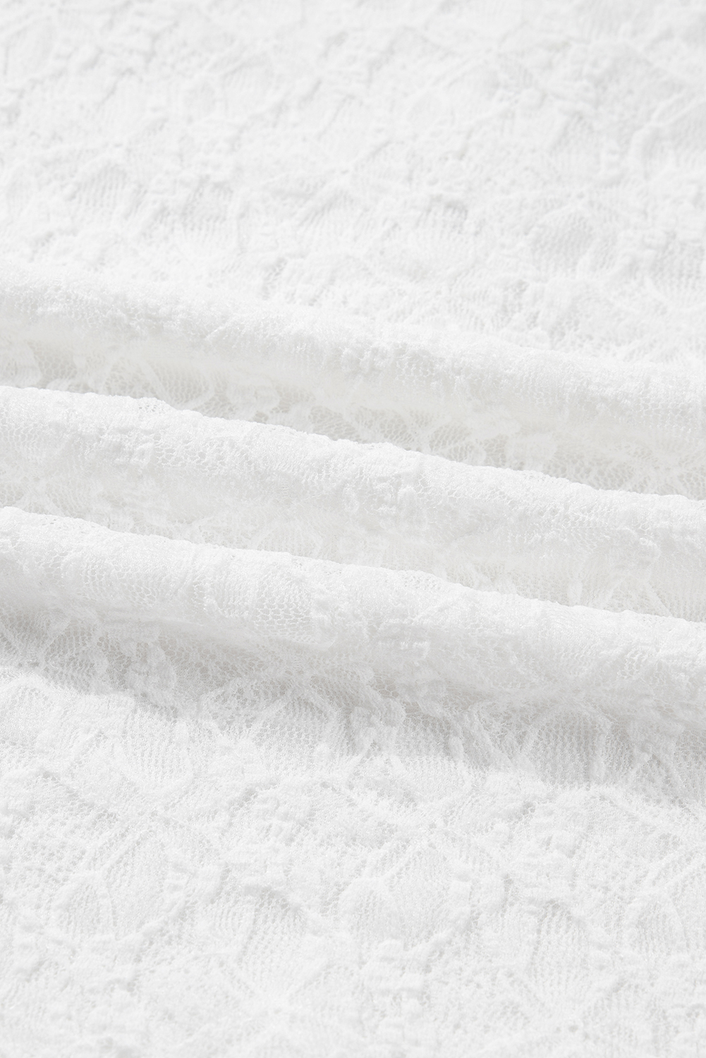 White Sheer Lace Long Sleeve Slim Henley Top