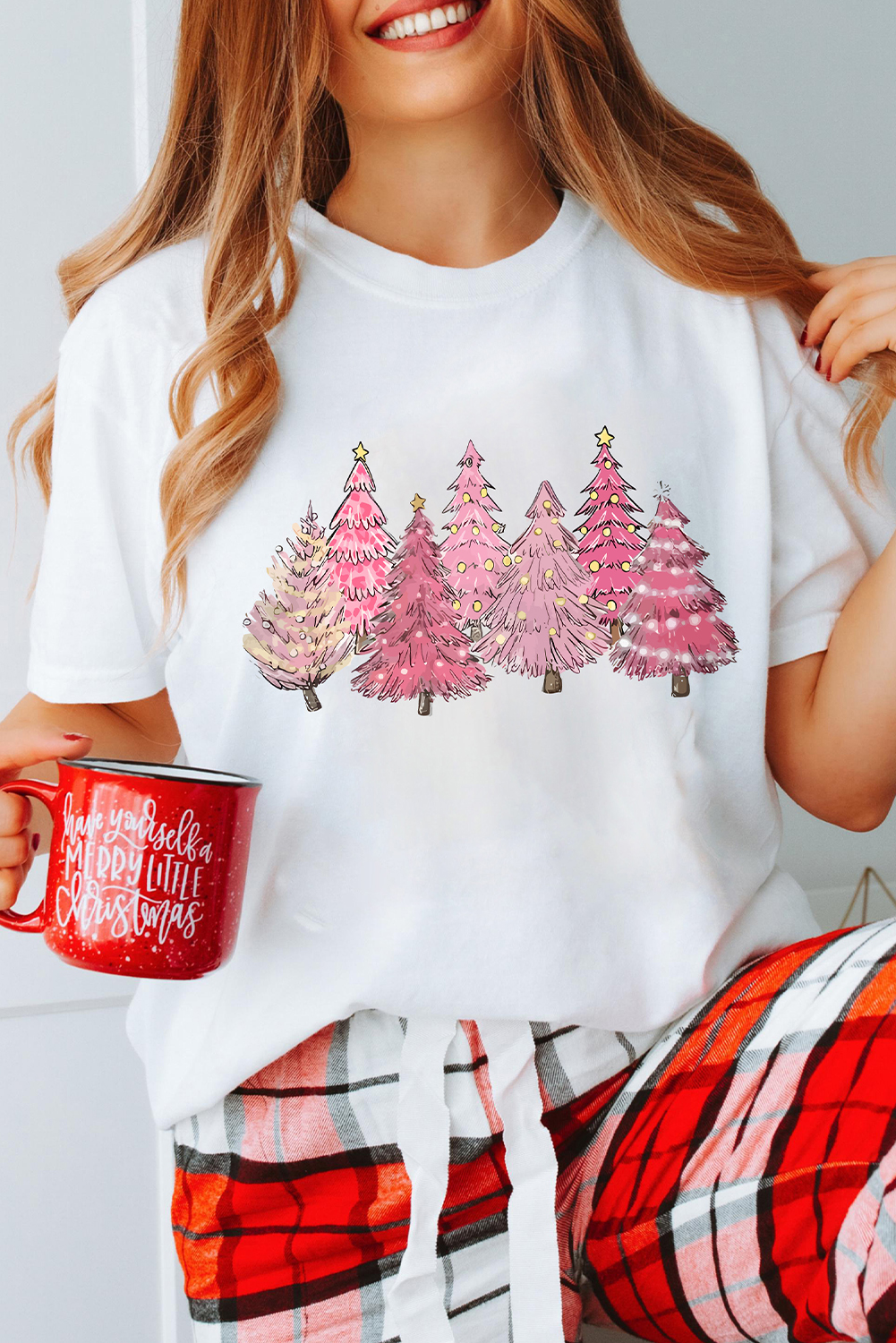 White Lighting Christmas Trees Fashion Graphic Tee