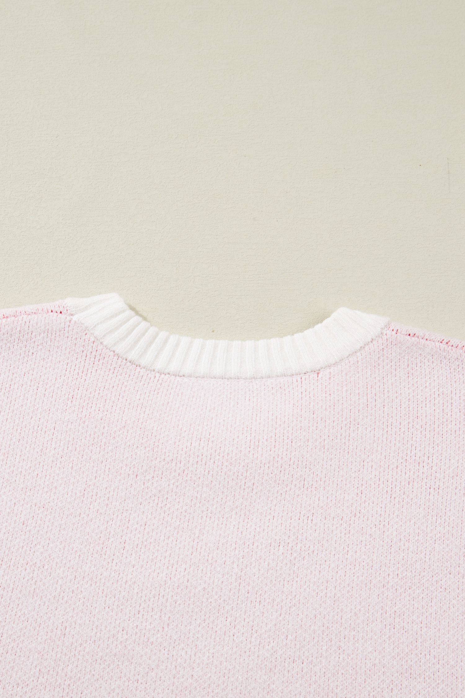 White Cherry Pattern Drop Shoulder Sweater