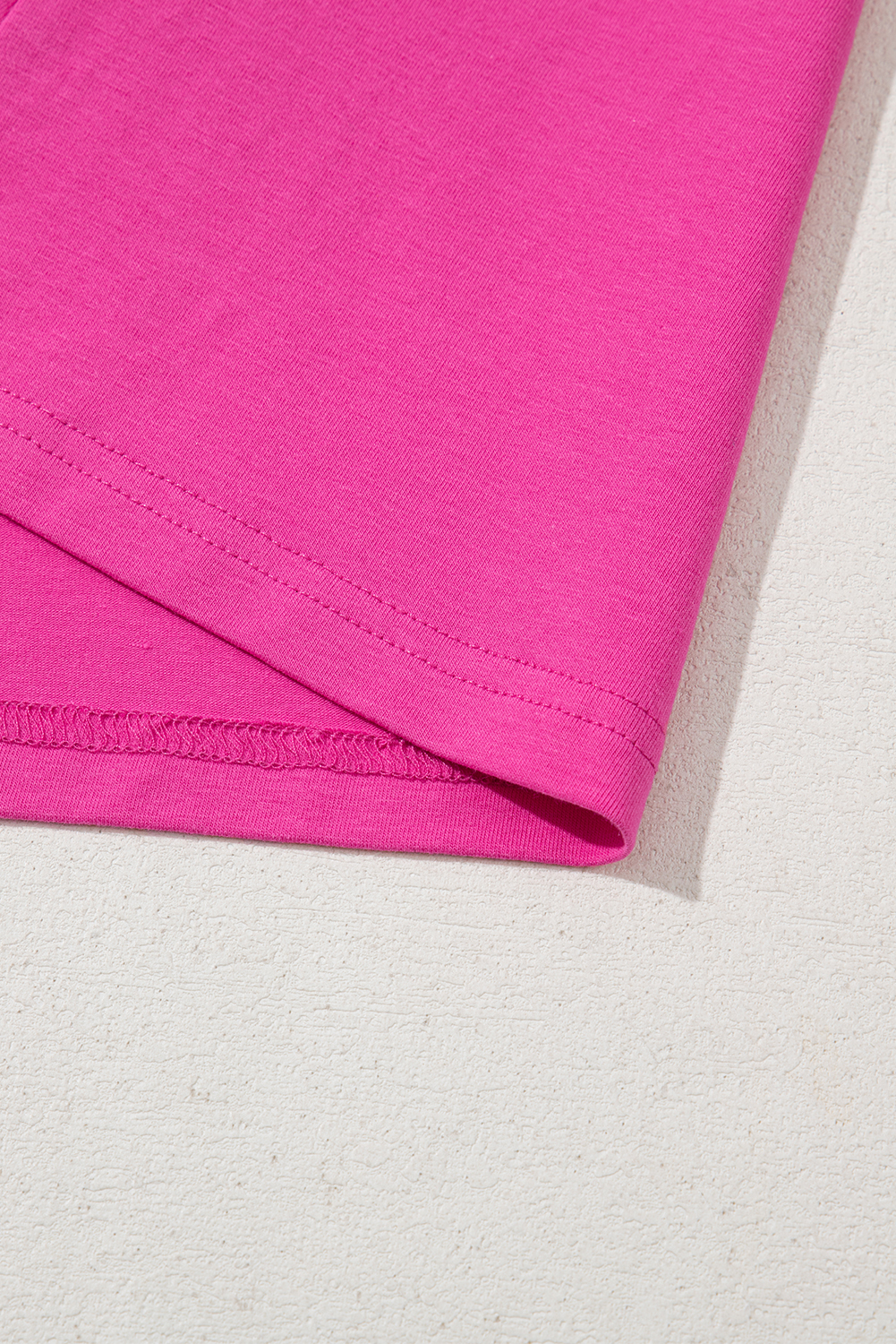 Strawberry Pink Casual Round Neck Bubble Sleeve T-shirt